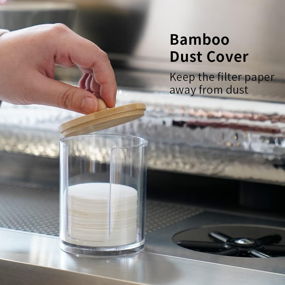 Watchget Espresso Paper Filter Holder with Lid Acrylic Coffee Filter Dispenser Compatible with 51Mm/54Mm/58Mm round Paper Filters image number 1