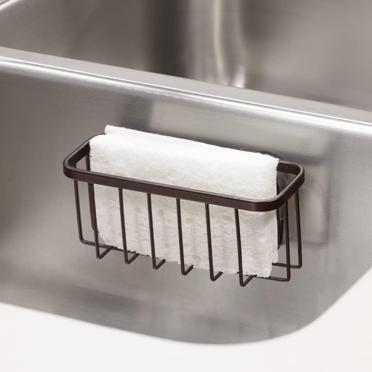 Interdesign Gia Kitchen Sink Suction Holder for Sponges, Scrubbers, Soap - Bronze image number 1