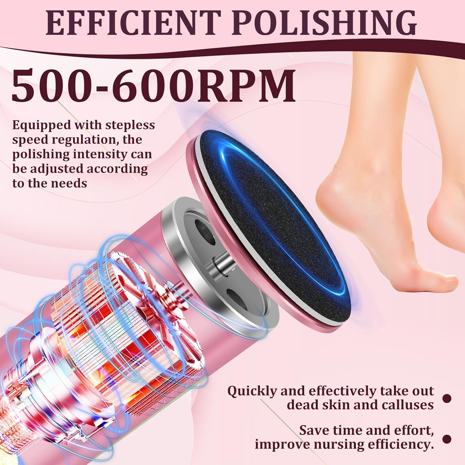 UKQRRTC Electric Foot Callus Remover with 60 Pcs Sanding Discs, Adjustable Speed, Professional Electric Foot File Callus Remover for Feet Dead Skin image number 4