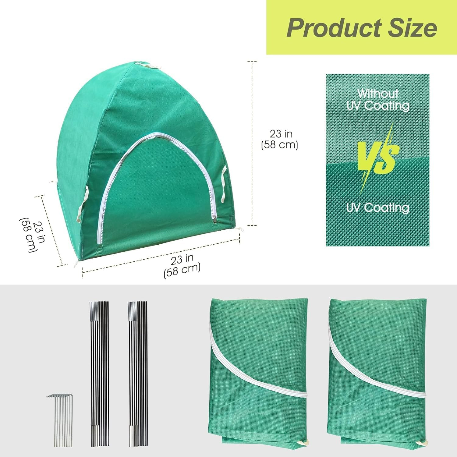 Rifny Plant Covers for Winter, 56 X 56 X 56 Cm Shrub and Rose Bush Freeze Protection with Zipper and Stakes &ndash; Frost Cloth for Outdoor Potted Plants, Deer and Rabbit Barrier 2 Pack image number 3