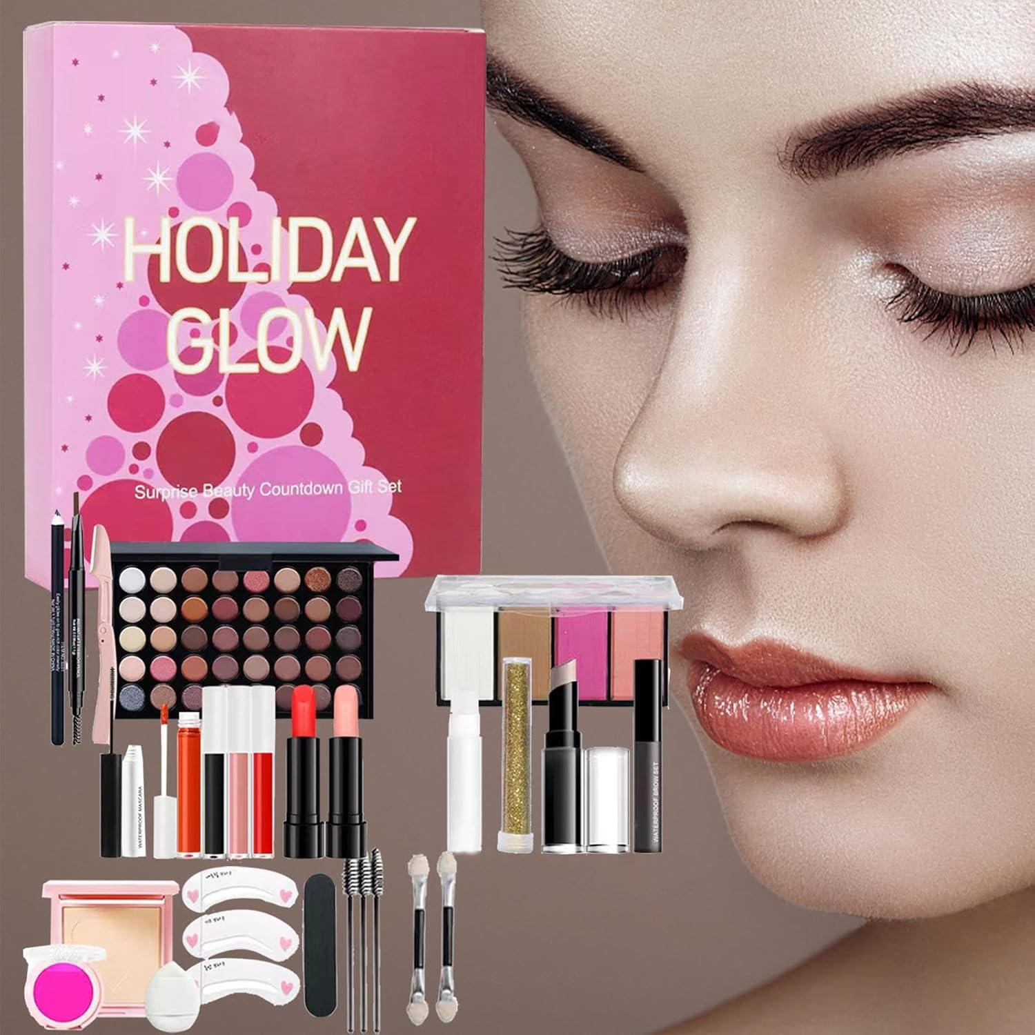 Beauty Christmas Countdown | 24 Days Cosmetic Advent Set | Christmas Calendar Advent Makeup Set - for Teen Girls Women Holiday New Year Wedding Dating Office School Shopping Travel image number 5