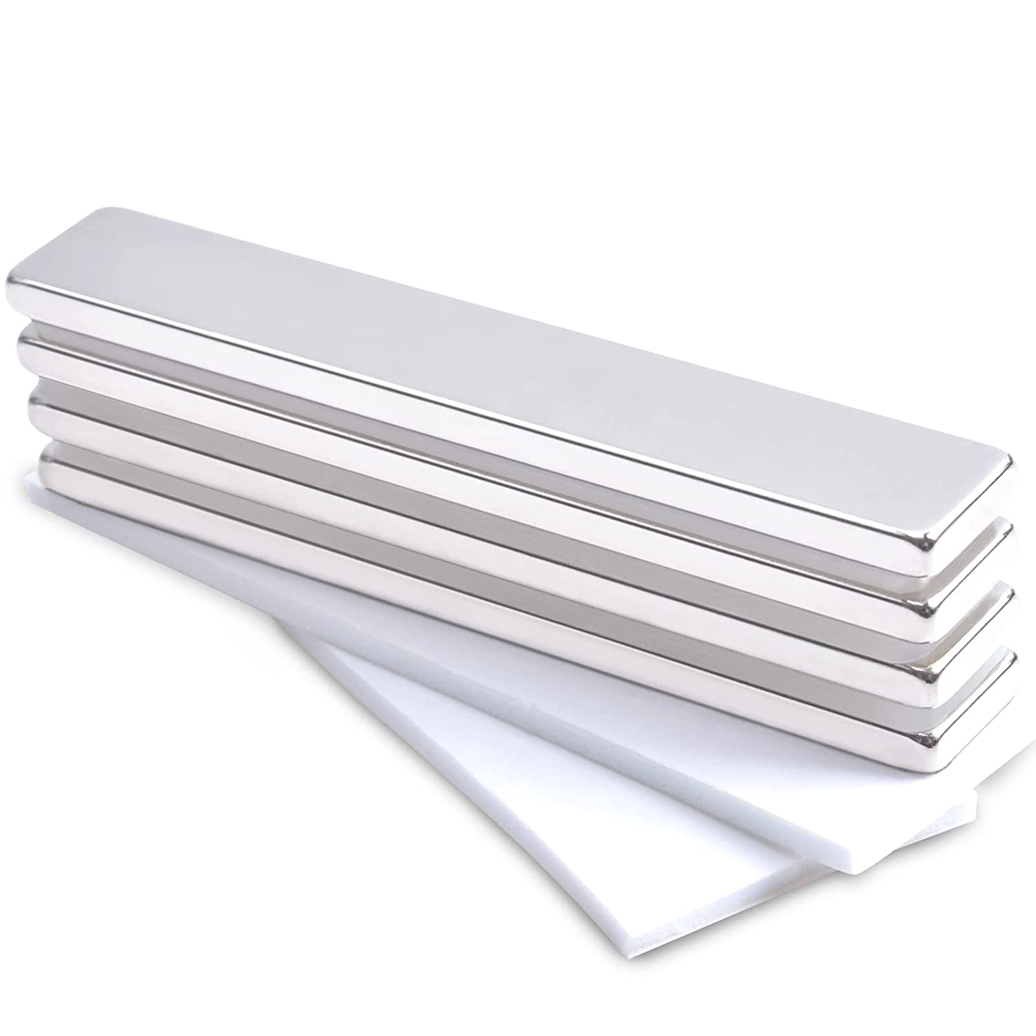 MIN CI Powerful Neodymium Bar Magnets 60 X 10 X 3Mm Strong Rare Earth Magnets with Double-Sided Adhesive,For Crafts Industrial Science Kitchen, Refrigerator, Tool Room,Pack of 4 image number 2