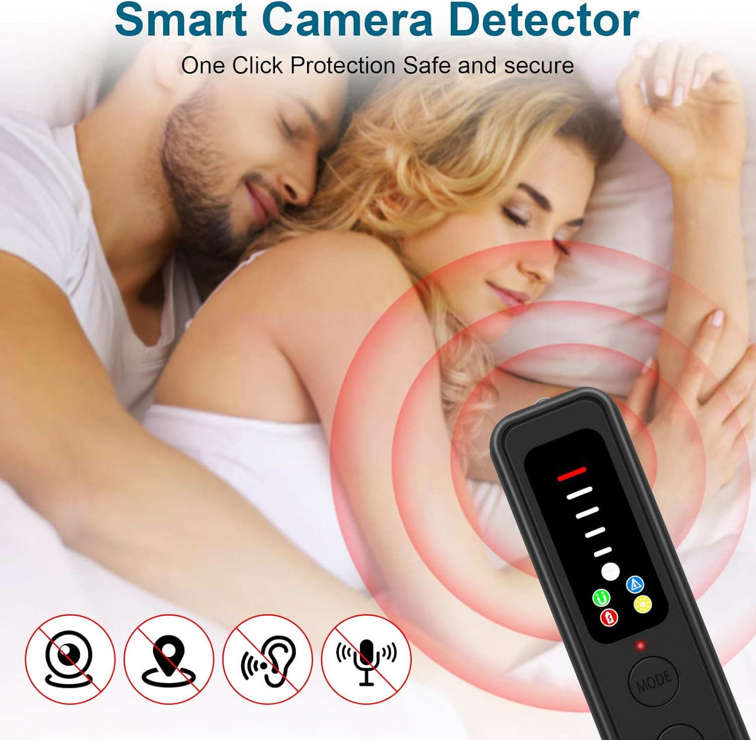 CLERIVI Ai-Powered Hidden Camera Detector & Bug Detector , GPS Tracker Finder with 5 Sensitivity Levels for Travel, Hotel & Office Security. Portable, Rechargeable Anti-Spy Device image number 4