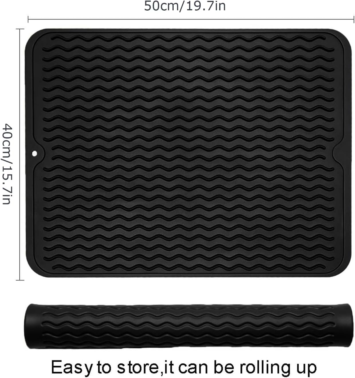 Heat-Resistant Stove Cover Mat & Utensils, Silicone Top Protector, Silicone Stove Mat for Kitchen, Easy Clean Multi Usage Drying Matt (Black) - Grey image number 7
