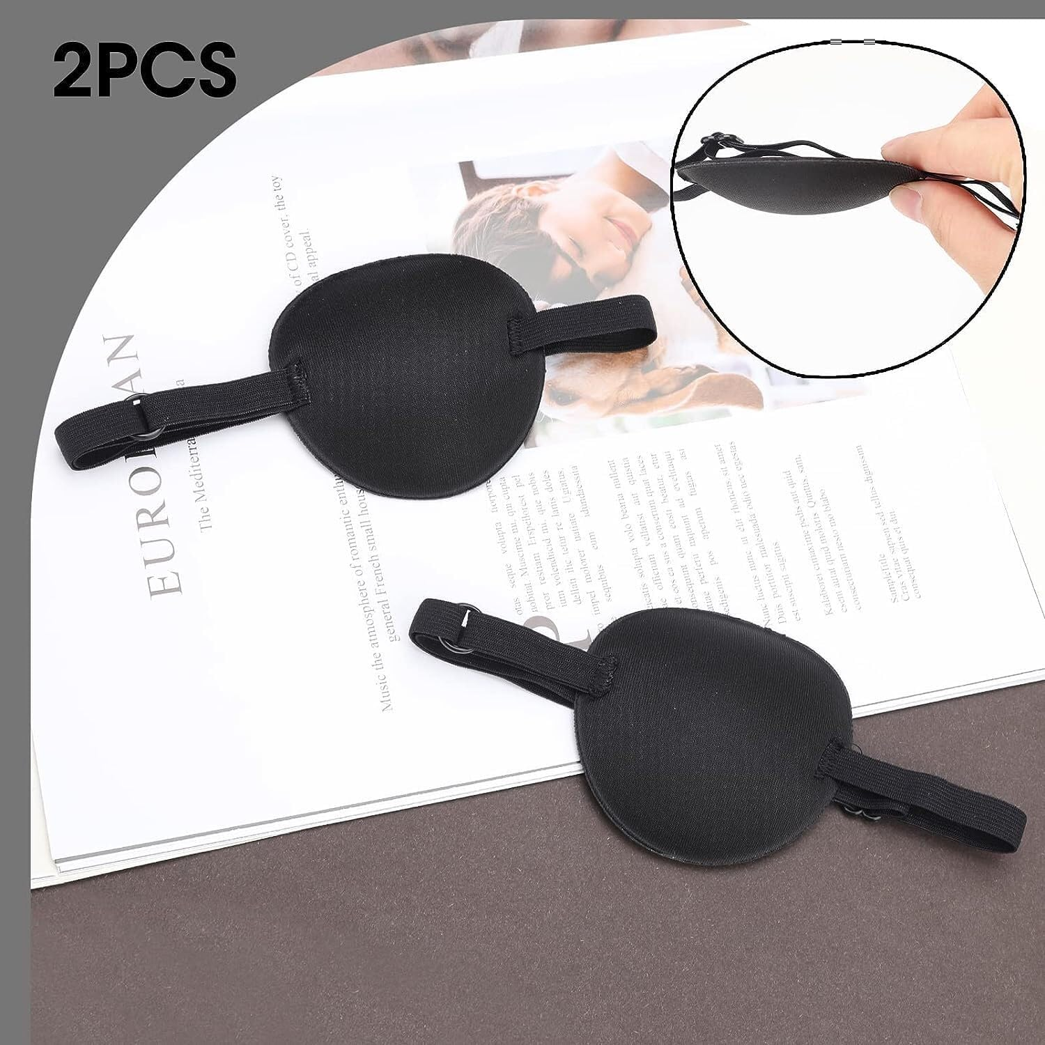 2 Eye Patches for Adults and Kids, 3D Adjustable Eyepatch, Eye Patch Single Eyes Patch Pirate Eyes Patch image number 1
