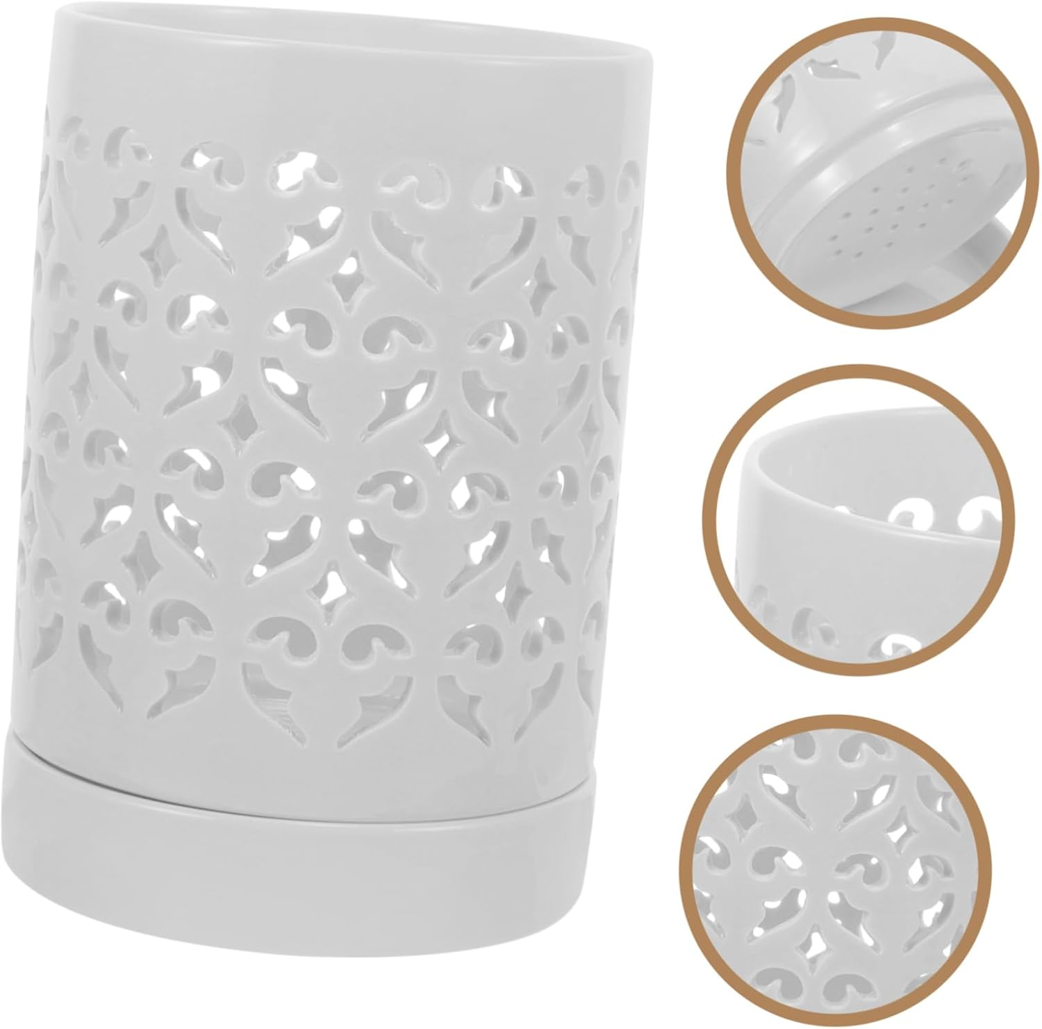 Ceramic Orchid Pot Drainage Holes, Indoor and Outdoor Decorative Flower Planter, White Slotted Orchid Planter Suitable for Potted Plants and Garden Use - Green image number 3