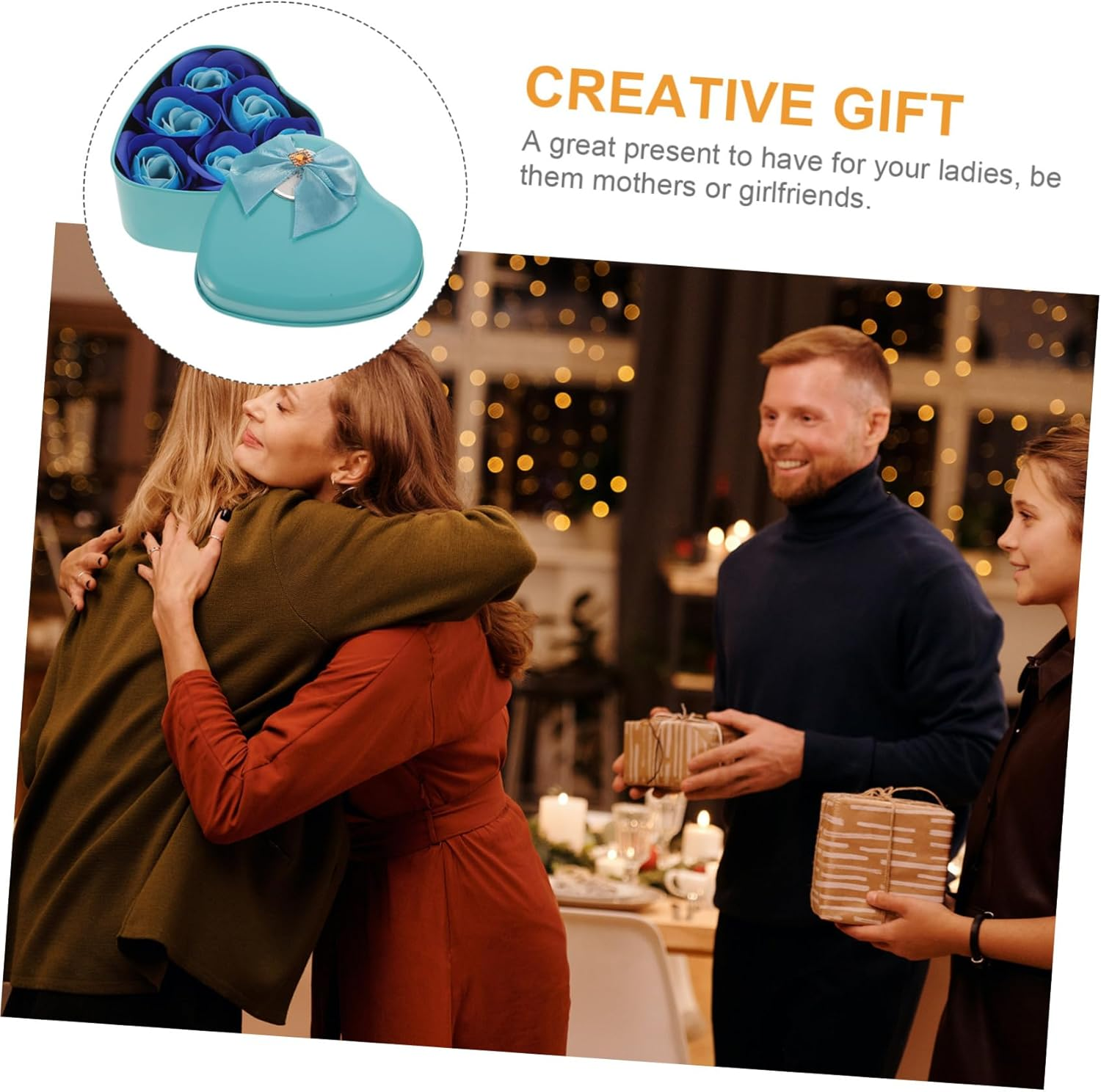 3Boxes Creative Mothers Day Present Soap Flower Heart-Shaped image number 1