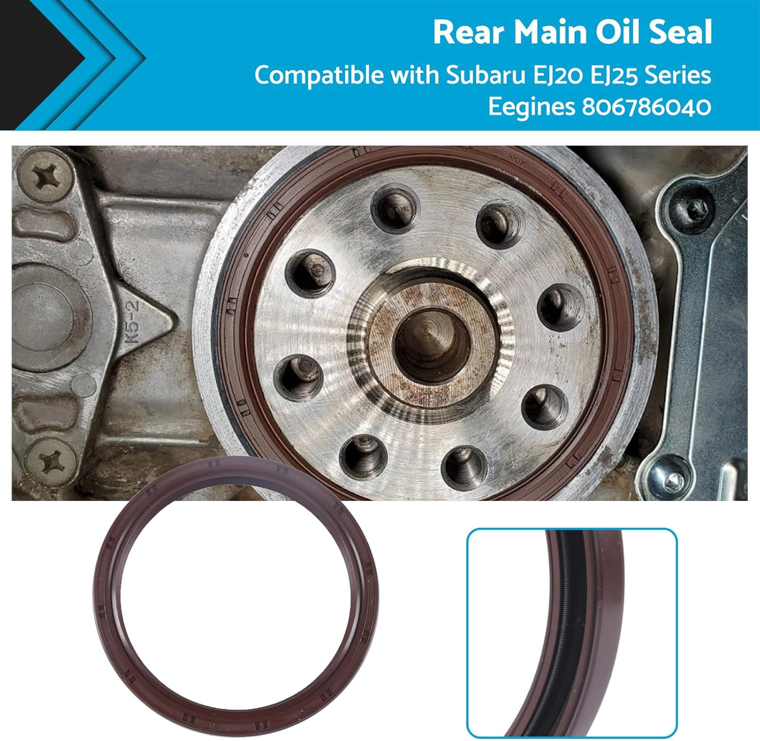 MAX COOL Engine Rear Main Oil Seal Replaces 806786040 Suitable for Subaru EJ20 EJ25 Series