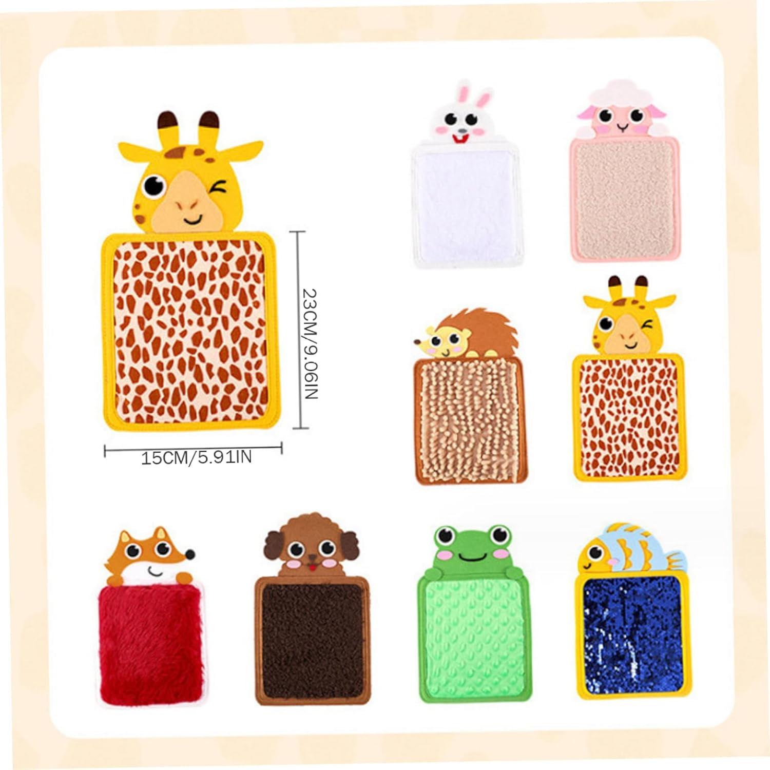 Whyzsjnclg Sensory Mats Set, 8PCS Soft Animal Themed Sensory Toys with Different Textures, Engaging Stress Relief and Focus Sensory Board for Sensory Development for Toddlers, Little Kid image number 4