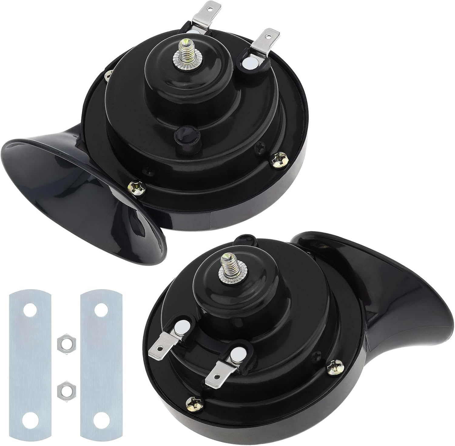 Windance 12V Super Loud Snail Horn 410HZ 510HZ High Low Tone for Any Vehicles Yachts Boats Waterproof Motorcycle Horn (Black) image number 6