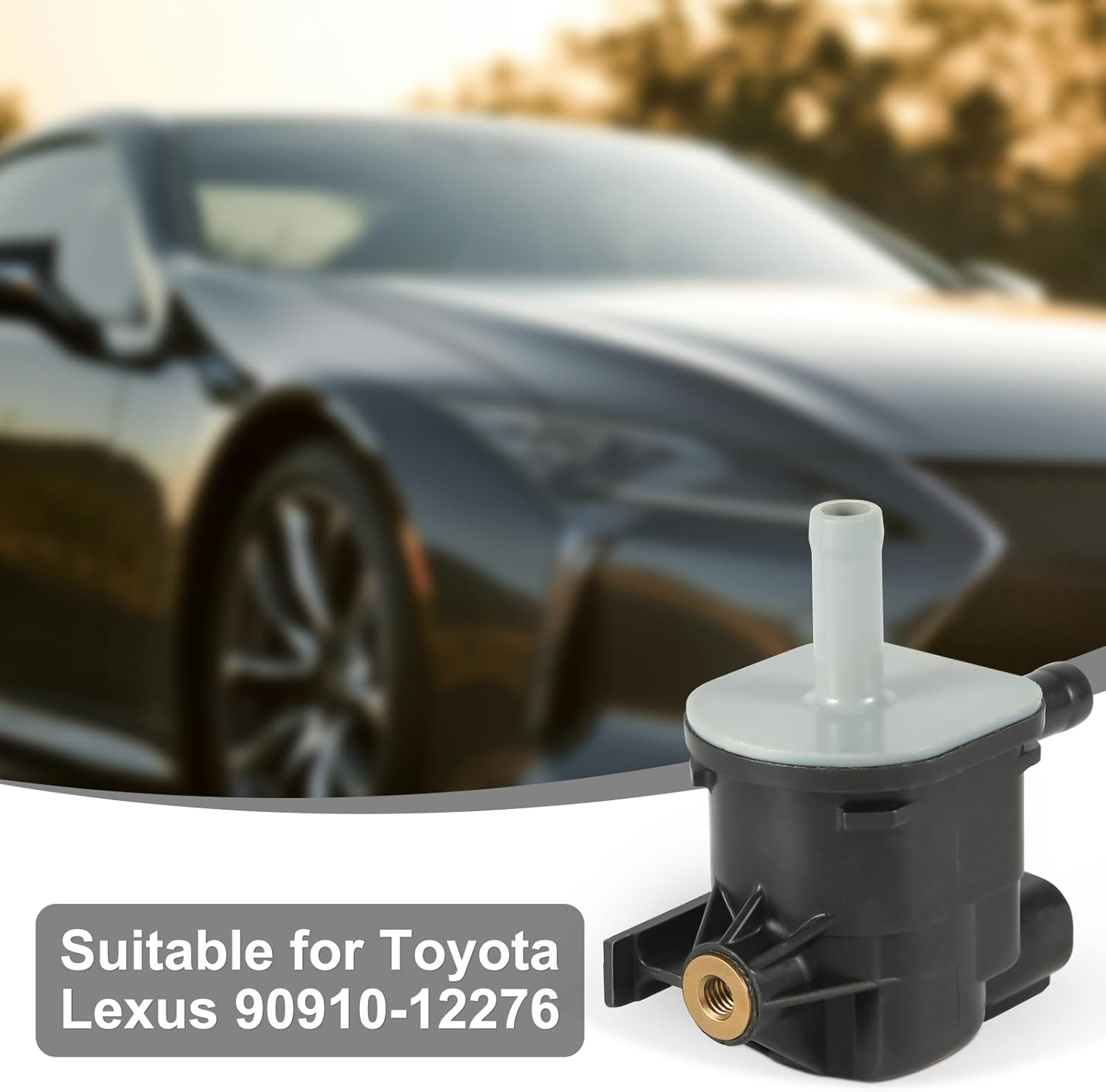 Vacuum Purge Valve, Compatible with Toyota Lexus 90910-12276 136200-7010, Plastic, Gray and Black, Globe Valve, 1/4 in Flange Inlet, 1/4 in Barb Outlet, 2 Ports