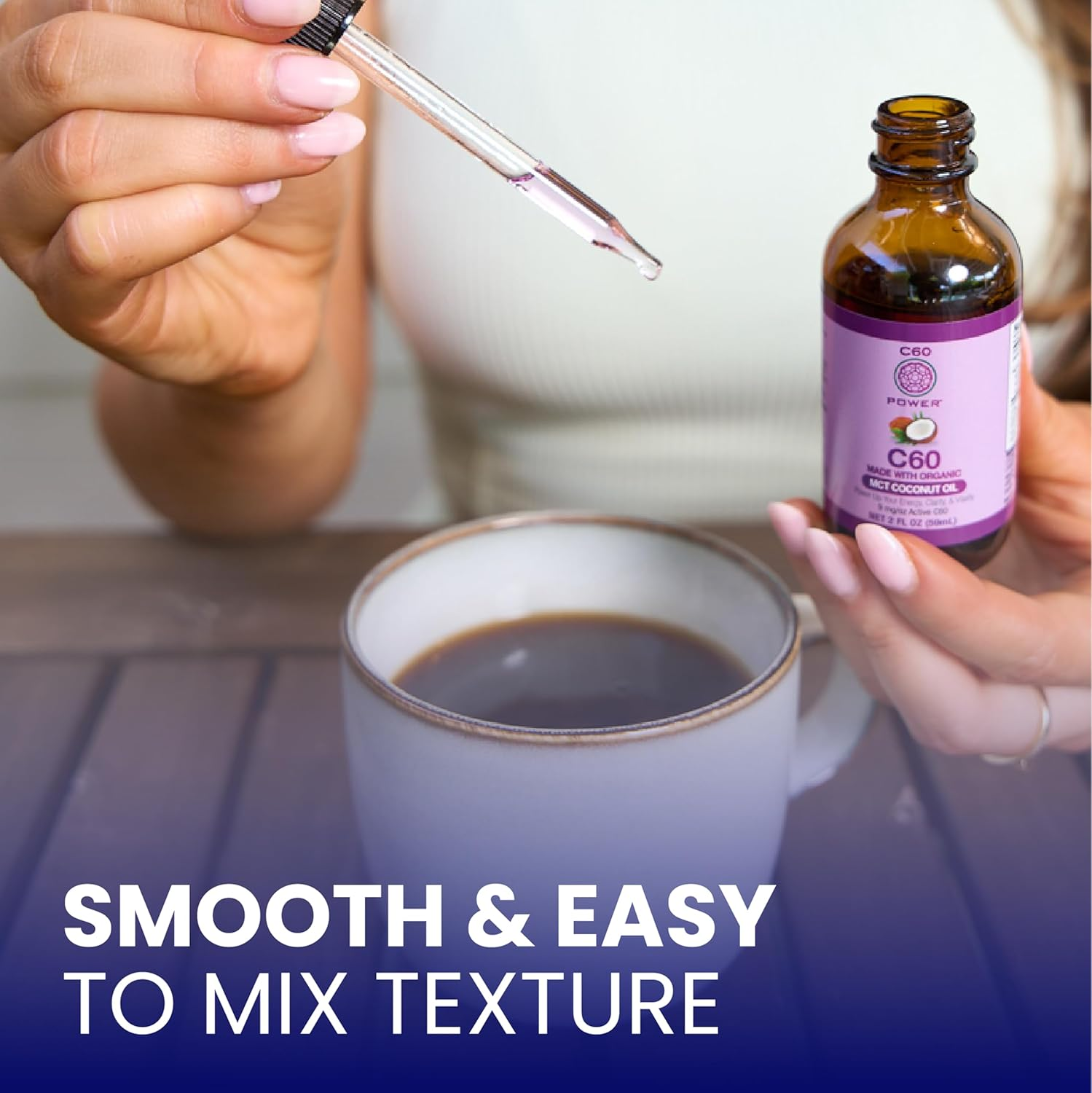 C60 Power - MCT 2-Oz.- Organic MCT Coconut Oil, 2 Fl Oz, 99.99% Pure Carbon Fullerenes, Lift Oxidative Burden, Optimize Mitochondrial Function image number 4