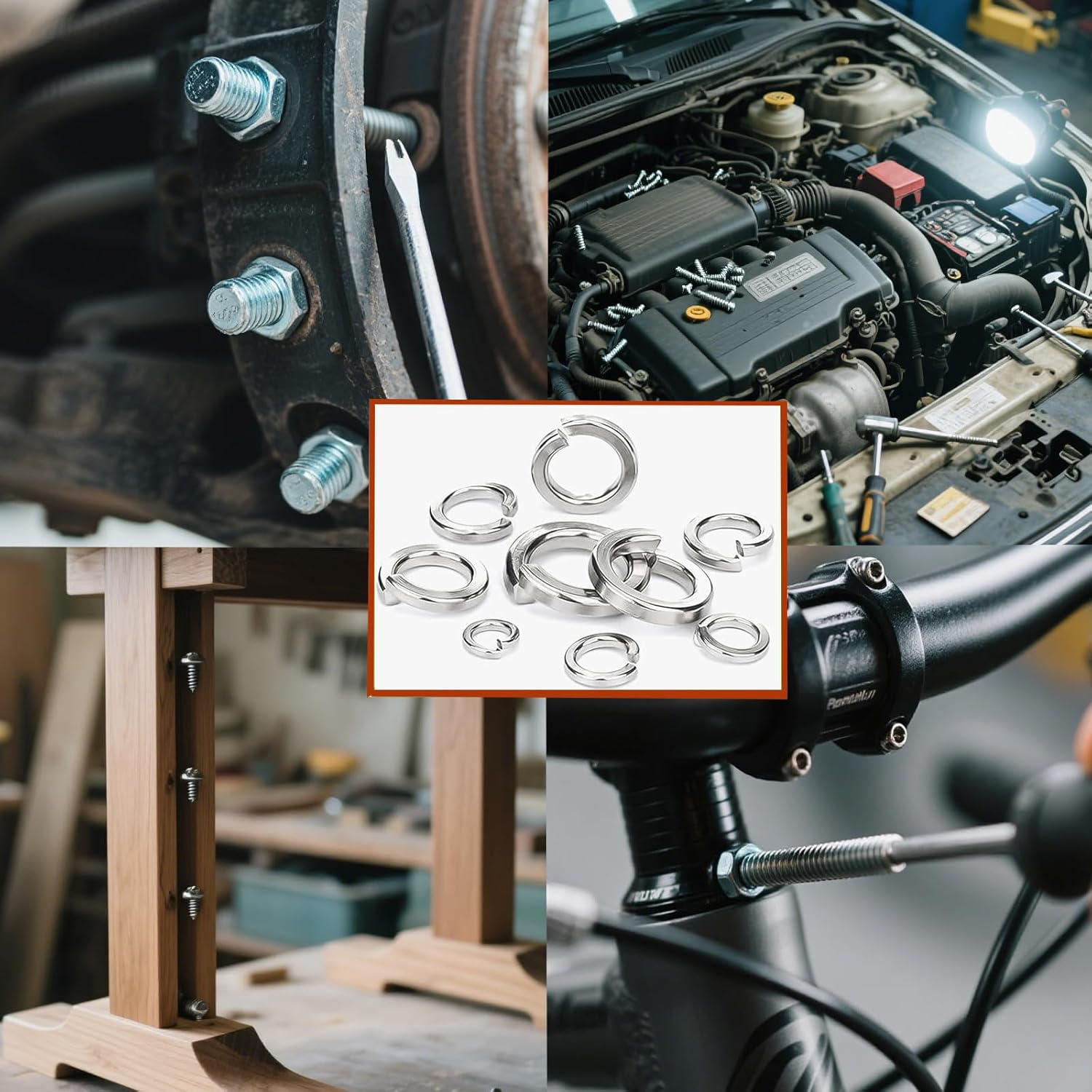 Ymaiss 480Pcs 304 Stainless Steel Spring Lock Washers Assortment Kit, 9 Sae&Metric Sizes Split Lock Washers Sets for Screws and Bolts M2 M2.5 M3 M4 M5 M6 M8 M10 M12