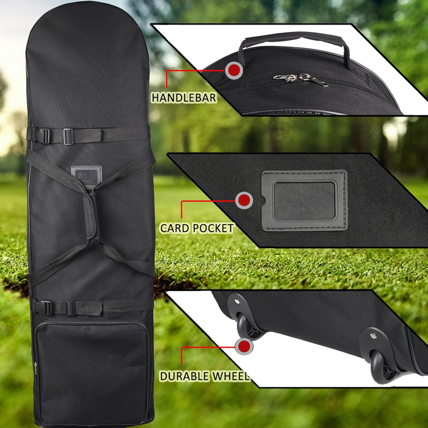 Golf Club Travel Bag - 900D Oxford Golf Case with Wheels | Lightweight Rolling Golfs Luggage for Airport Transit | Waterproof Golfs Gear Carrier for Airline Travel Tournament image number 5