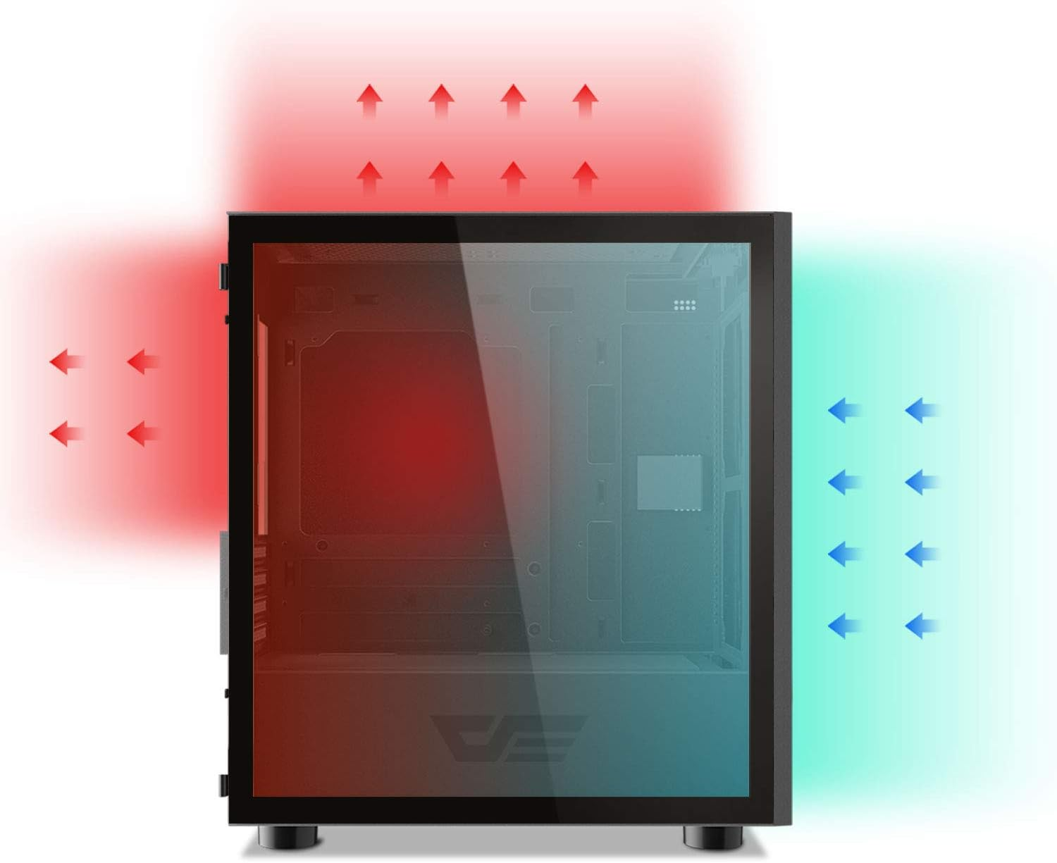 Darkflash DLM21 MESH Micro ATX Mini ITX Tower Microatx White Computer Case with Door Opening Tempered Glass Side Panel & Mesh Front Panel (Black) image number 6