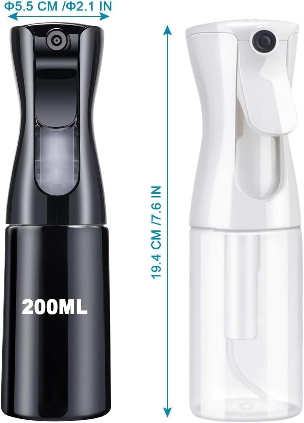 2 Pcs Continuous Mist Spray Bottle,6.8 Oz Spray Bottle for Hair,Continuous Mister Empty Spray Bottles,Empty Ultra Fine Water Mist Sprayer,Continuous Water Mister Spray Bottles for Hairstyling (White) - White image number 3