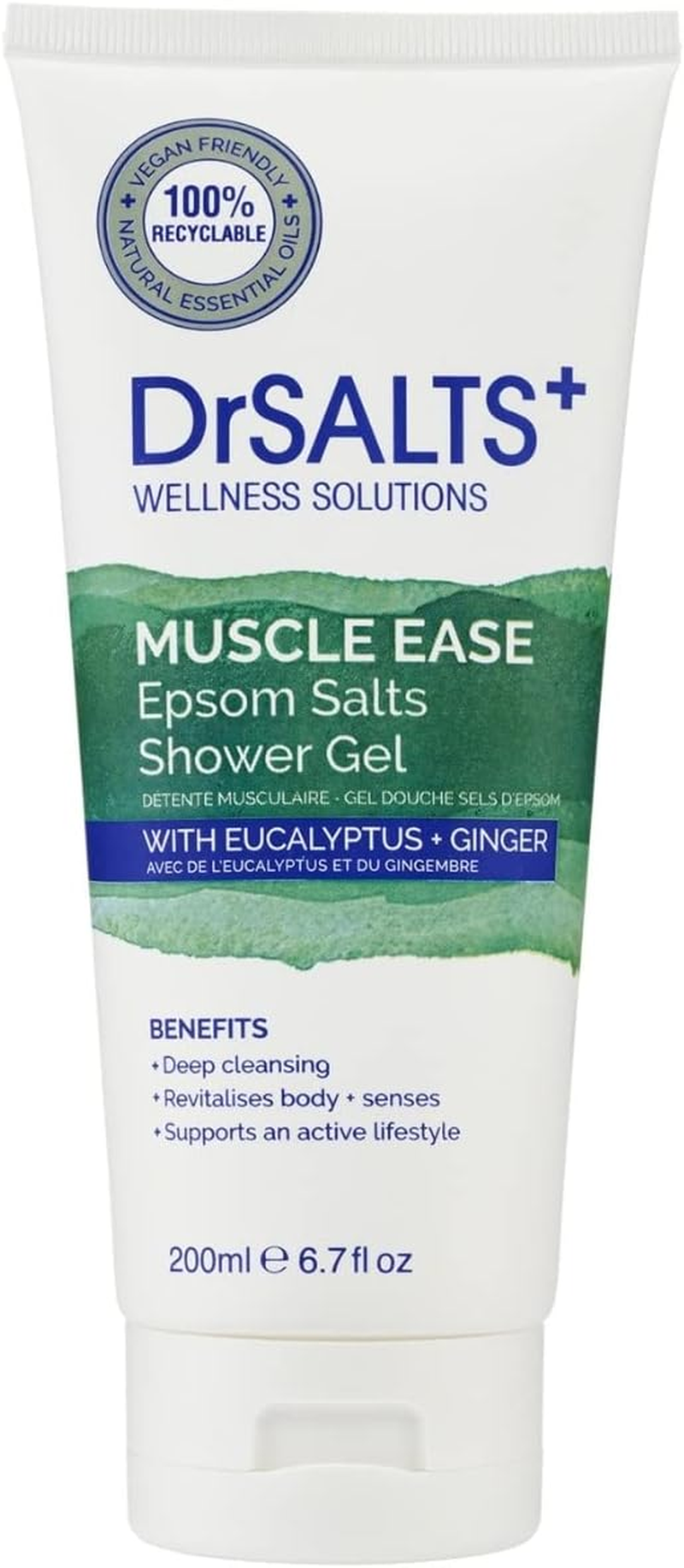 Drsalts+ Muscle Therapy Shower Gel with Epsom Salts, for Muscle Recovery with Eucalyptus and Ginger Essential Oils, 200 Ml image number 4