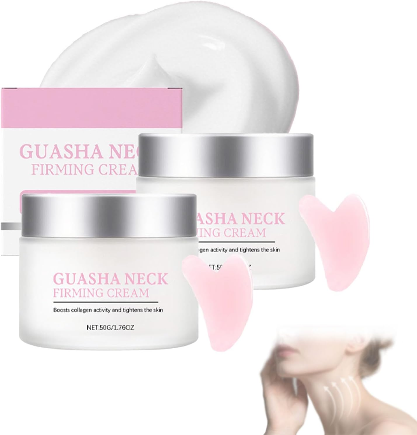 Neck Creams for Tightening and Firming, Lifting Sagging Skin with Gua Sha Tool, Collagen, Retinol, anti Aging Moisturizer Cream for Neck and D&eacute;collet&eacute; for Crepey Skin, Fine Lines, Jawline image number 5
