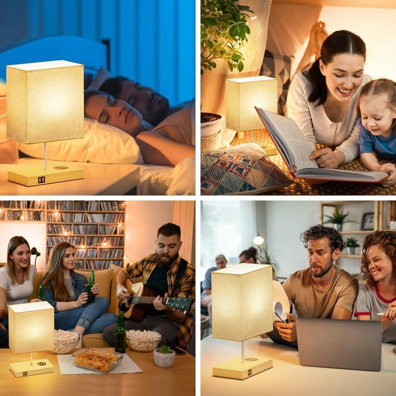 ​10W Wireless Charging Bedside Lamp - Touch Dimmable LED Table Lamp with 2 USB Ports, 3 Brightness for Bedroom & Office image number 2