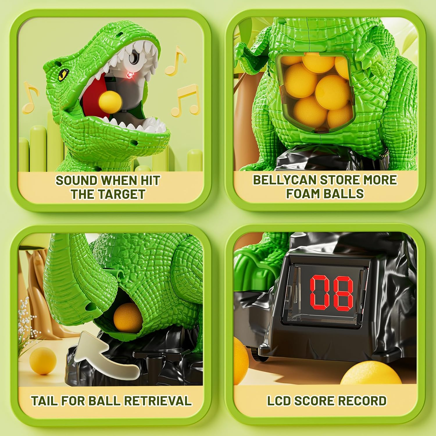 NIPLOOOW Moveable Dinosaur Shooting Toys for Kids 3-8 Years, Movable Shooting Target Toy with Air Pump Guns, Interactive Competition Game for Boys and Girls Ages 3 4 5 6 7 8 Years Old image number 2