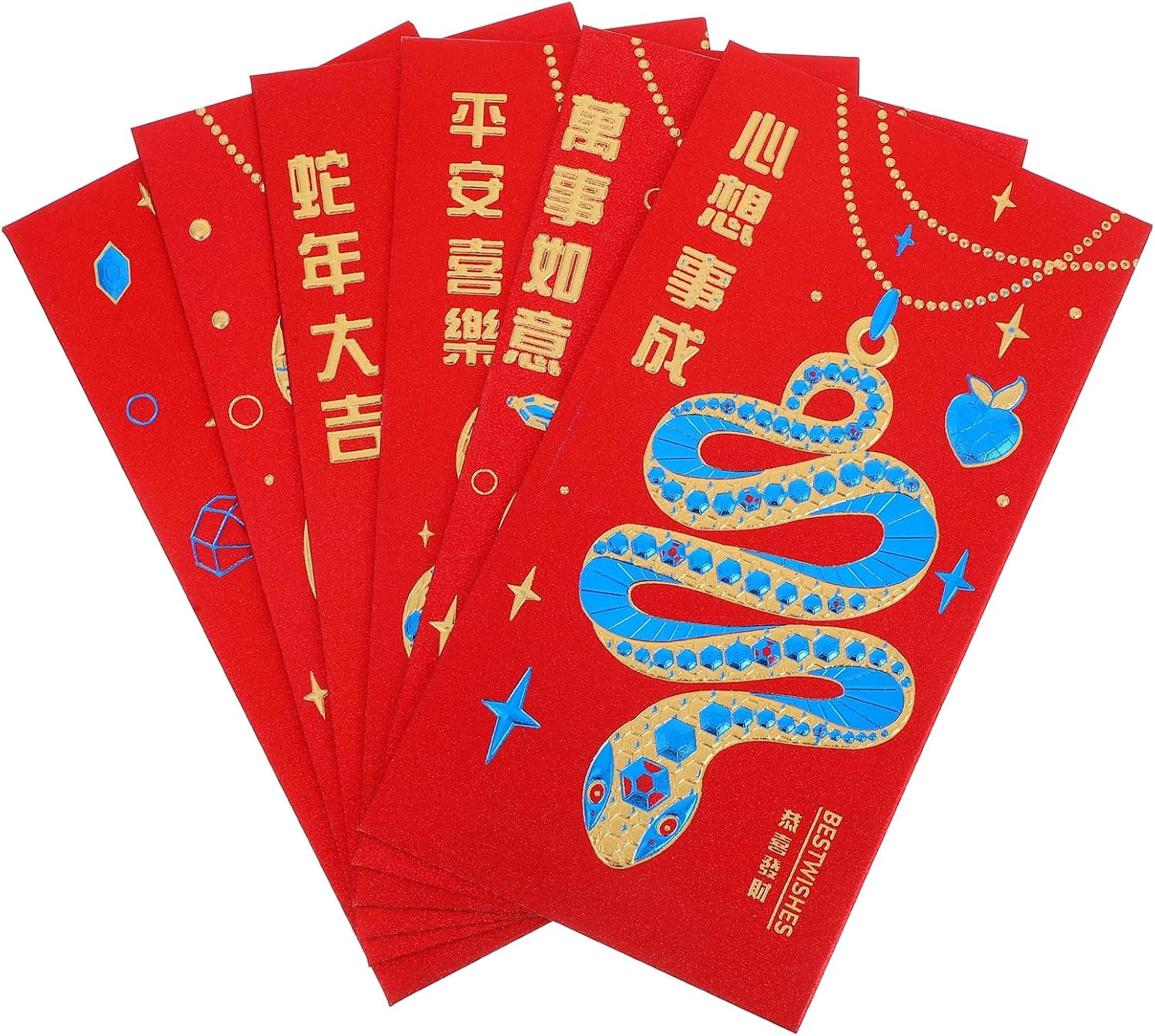 Tofficu 30Pcs Chinese Red Envelopes, 2025 Snake Lunar New Year Red Cash Envelopes, Chinese Hongbao Lucky Money Pockets for Spring Festival Wedding Envelopes - A image number 5