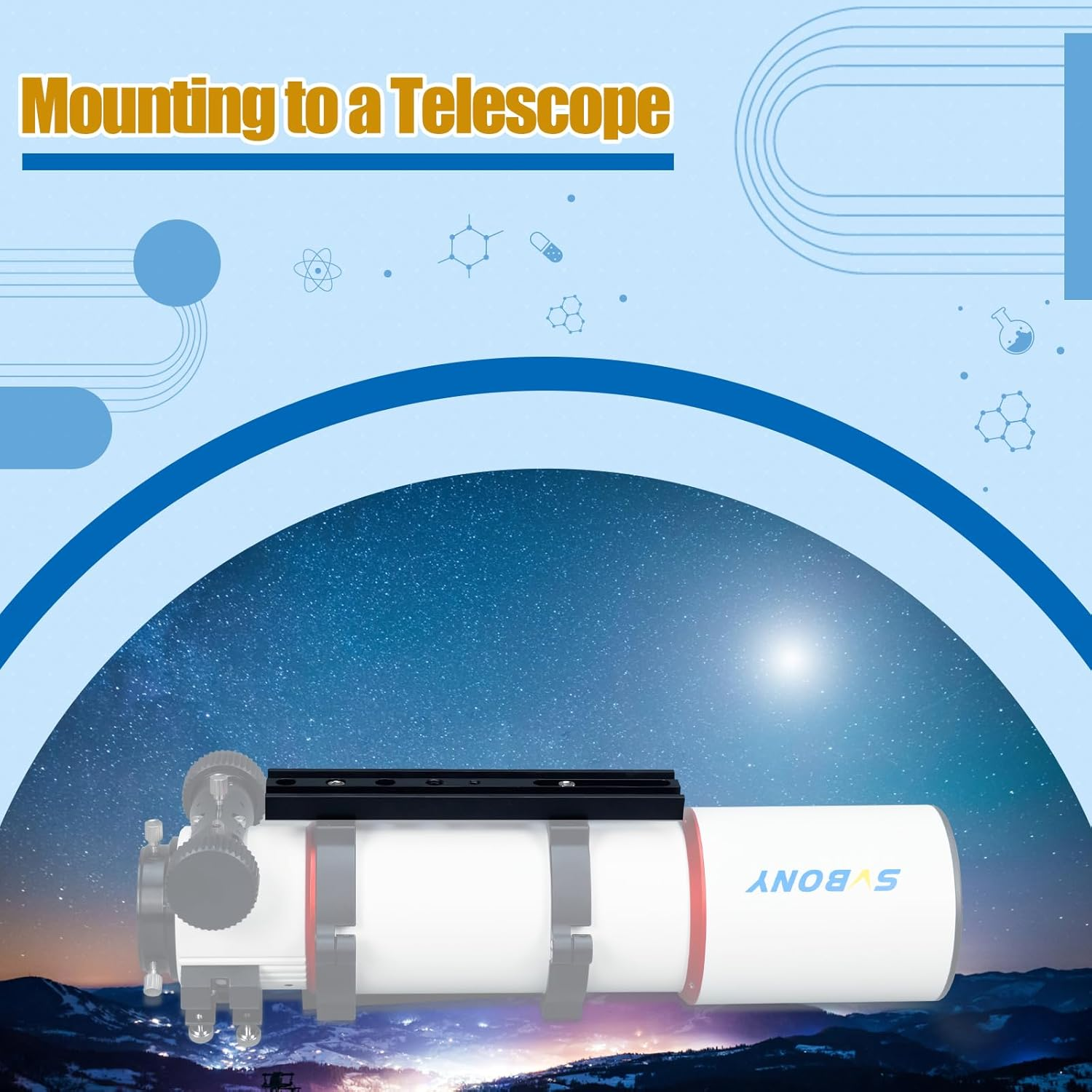 SVBONY SV219 Dovetail Mount Plate, 210Mm 8.26 Inches Universal Dovetail Plate Compatible with Vixen Dovetail Saddles, Telescope Accessories for OTA Equatorial Tripod Sky Astrophotography