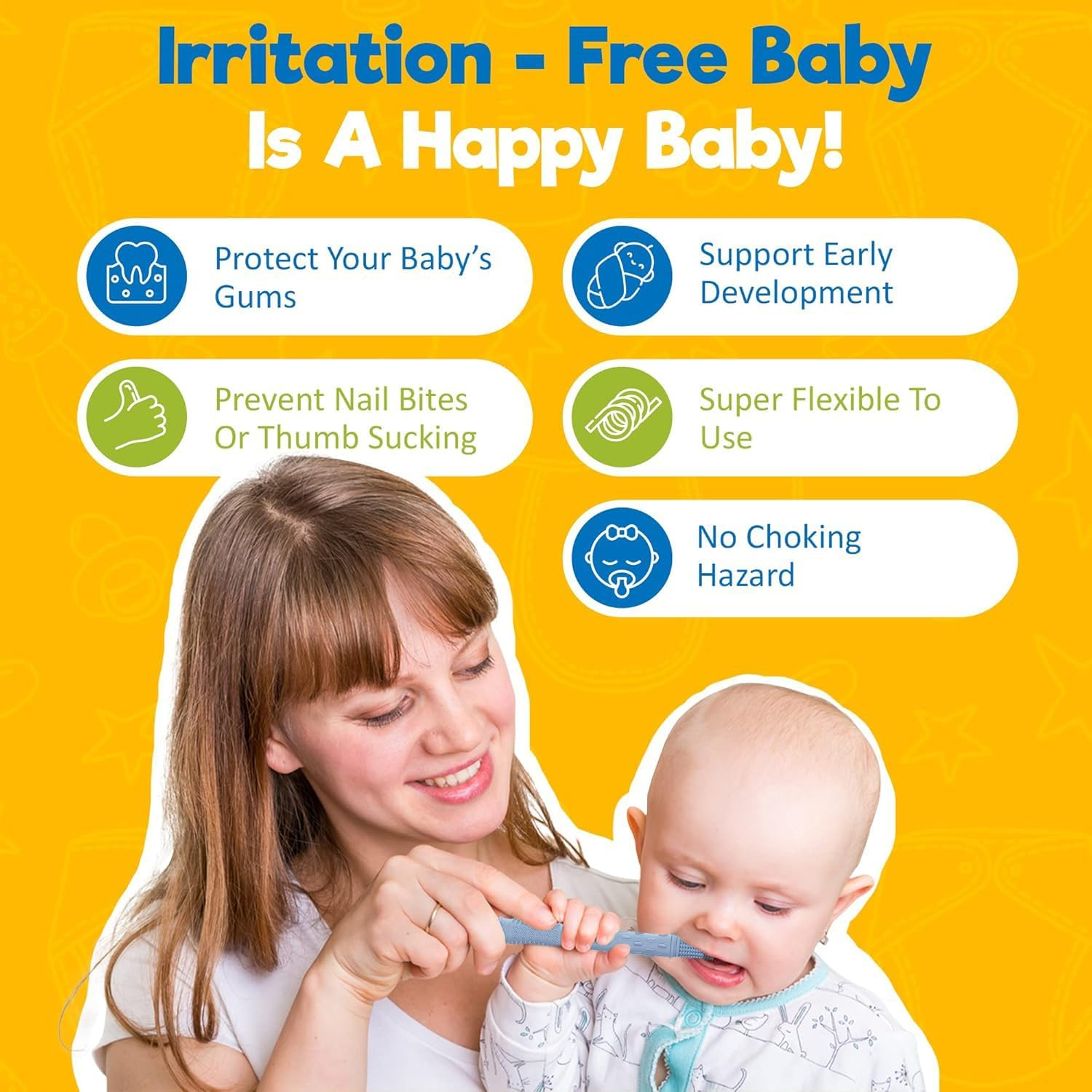 6-Pack Hollow Teether Tube & Chew Straw Sensory Toy - Silicone Teething Toys for Babies 0-36 Months | Bpa-Free, Freezable & Textured for Soothing Gums | Infant Developmental Learning Toys, On-The-Go Gift image number 3