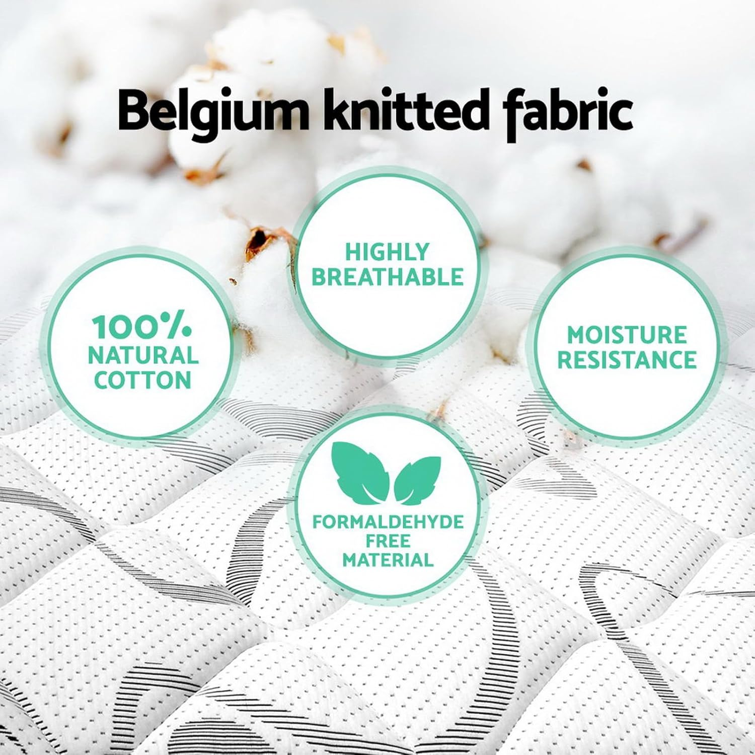 Giselle Bedding Double Mattress Bed Foam Mattresses 30Cm Thickness, with 5-Zone Pocket Spring System and Breathable Euro Top, 5Yrs Warranty, Medium Firm, White with Vacuum Packed image number 6