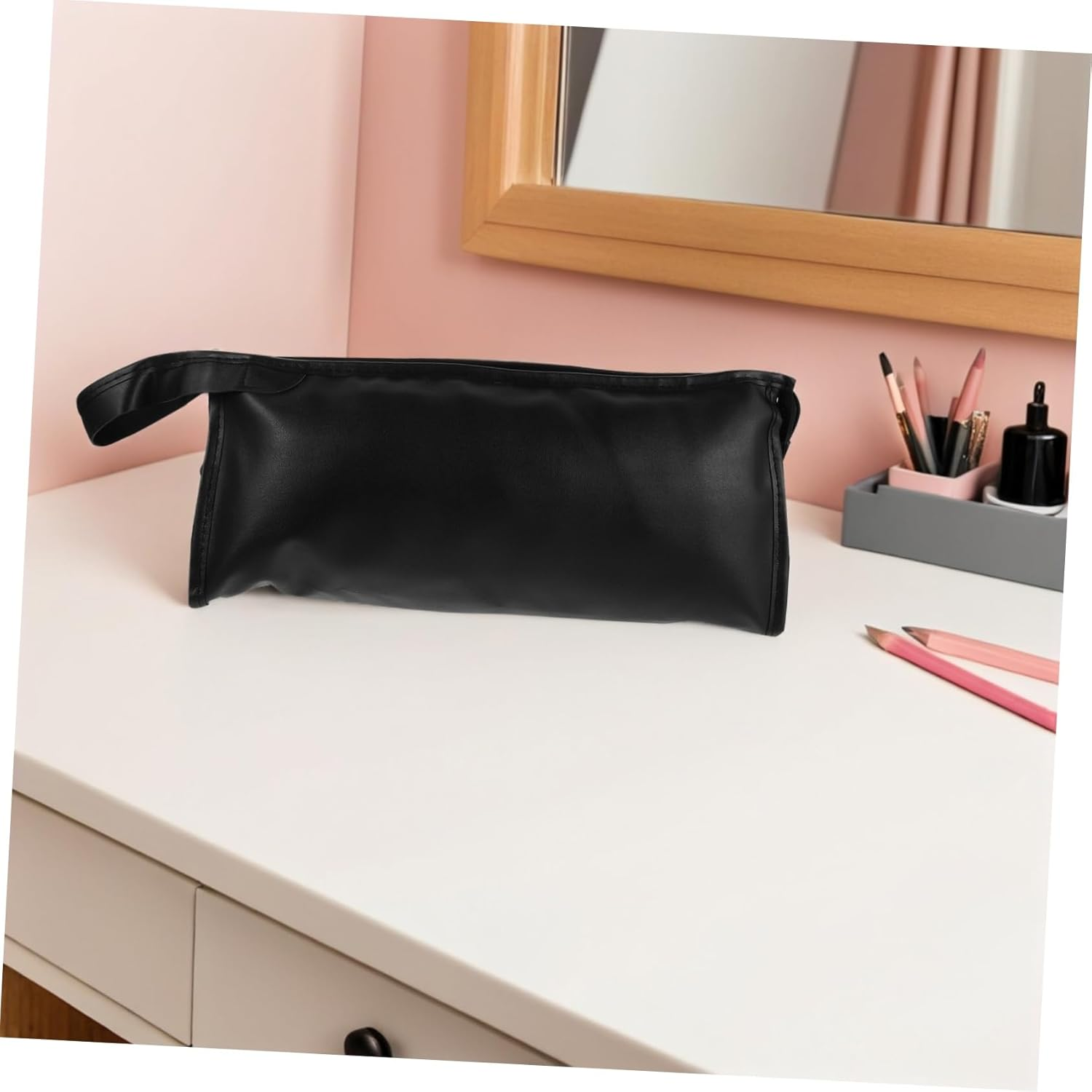 Hohopeti Portable Hair Dryer Bag Shockproof Protective Case with Multicompartment Storage for Travel and Styling Tools Organizer Compatible with Curling Irons and Accessories Compact