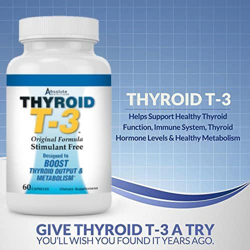 Absolute Nutrition Fat Burning Metabolism Boosting Supplement, Thyroid T-3, 60 Capsules image number 4