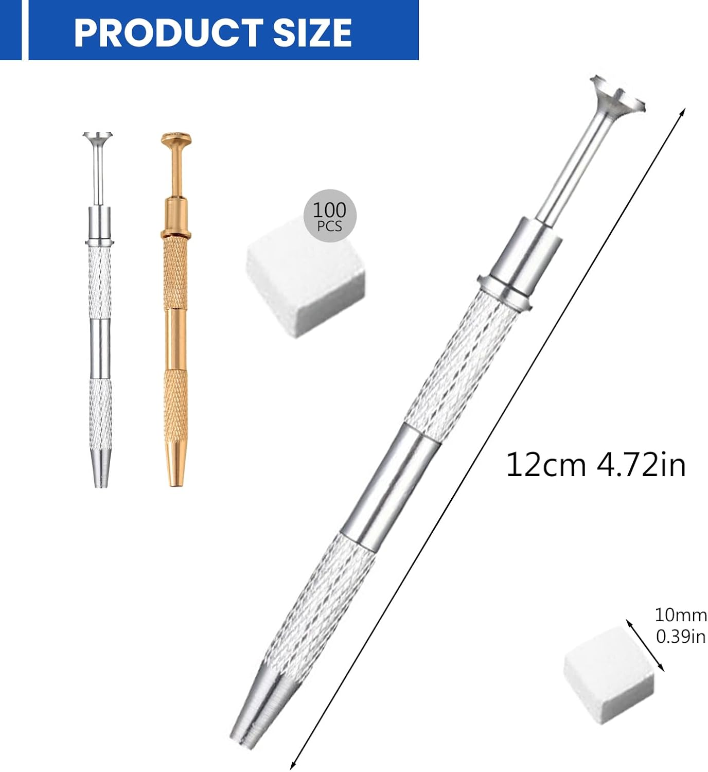 Agwenkui 100 Pcs Nail Sponges with Metal Grabber, Nail Buffer Block, Nail Art Tools Sponge Brush - Essential Nail Art Tools and Nail Tools for Creating Gradient and Ombre Nail Designs (Gold) image number 6