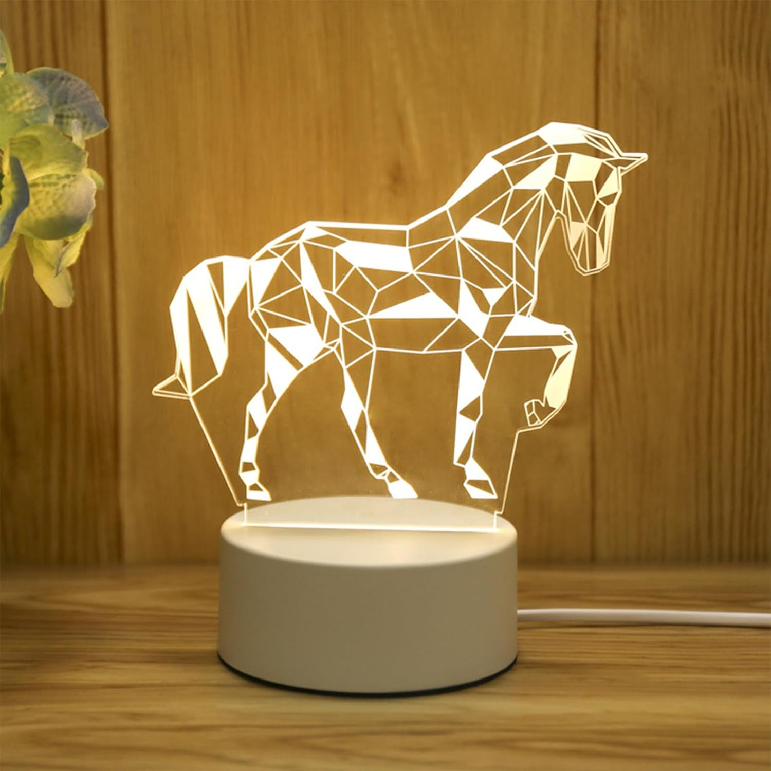 TOVINANNA LED Night Light, Sign Horse Shape Bedside Table Lamp, Dimmable, 3D Animal Shape Night Light USB Rechargable Lamp, Portable, Color Changing RGB for Kids, Bedroom