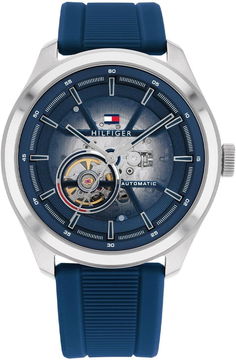 Tommy Hilfiger Men'S Oliver Silicone Band Mech-Automatic Watch, 1791885, Blue, 44 Mm image number 1