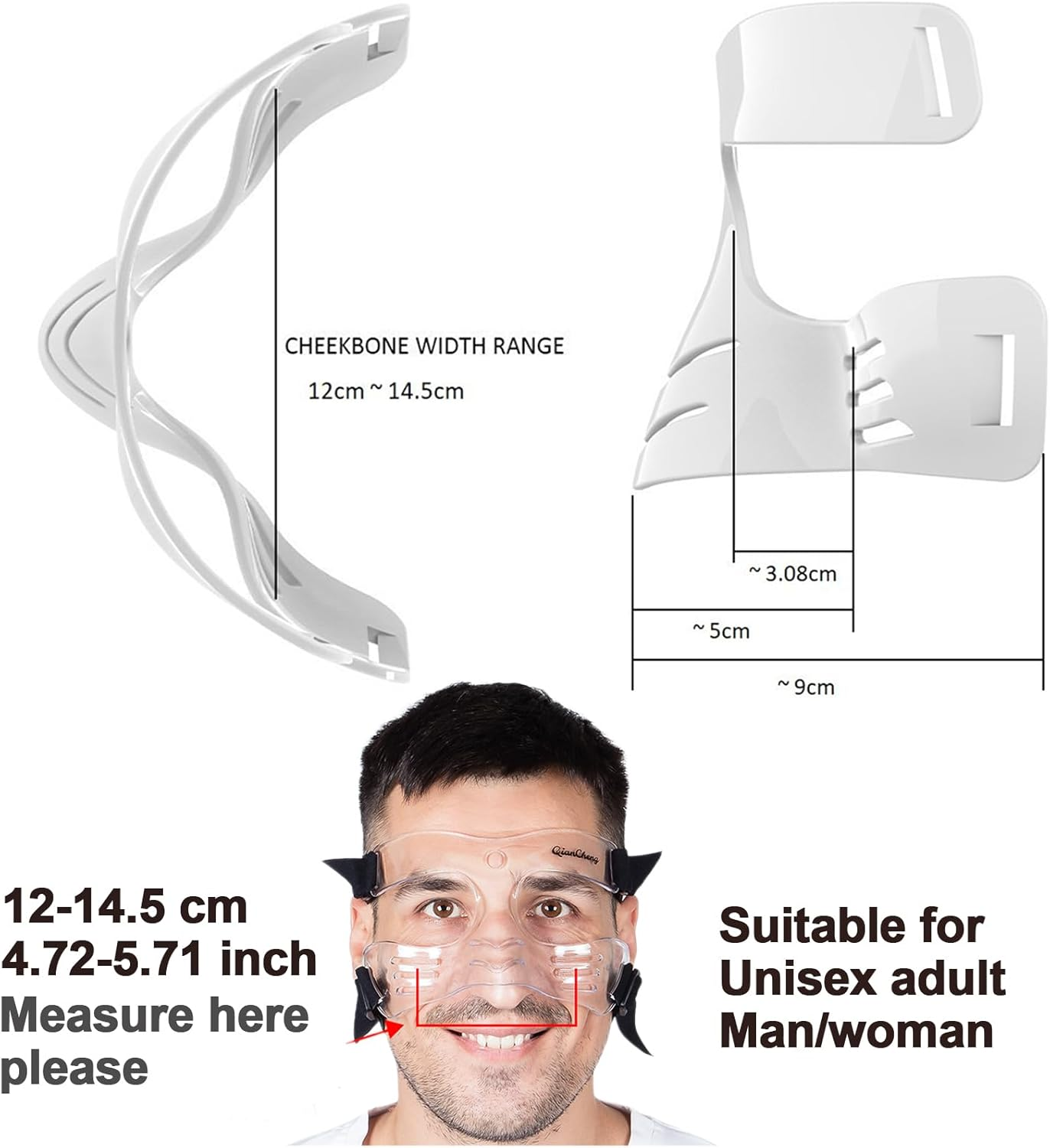 Qiancheng Nose Guard Face Shield for Broken Nose for Adult, Adjustable Face Guard with Padding,Qc-L5-L