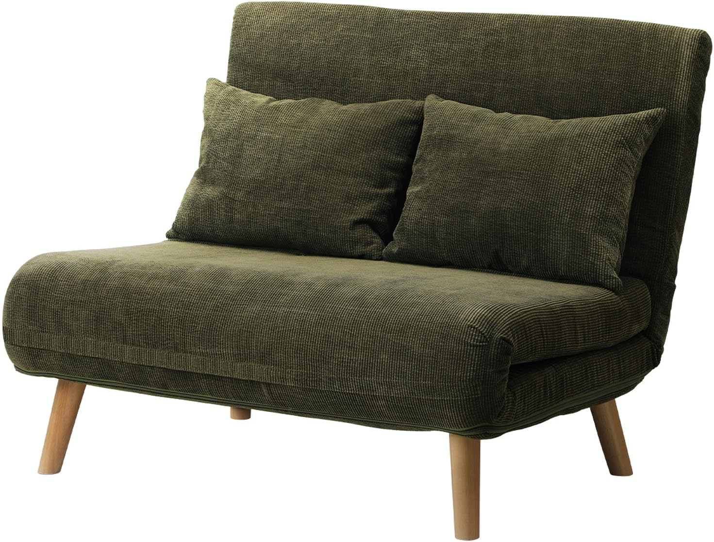 OIKITURE 2-Seater Lounge Chair Sofa, Double Folding Sofa Chair with Thick Padding, Multi-Functional Furniture Sofa Chair Flat Bed for Livingroom Apartment Office Study, White