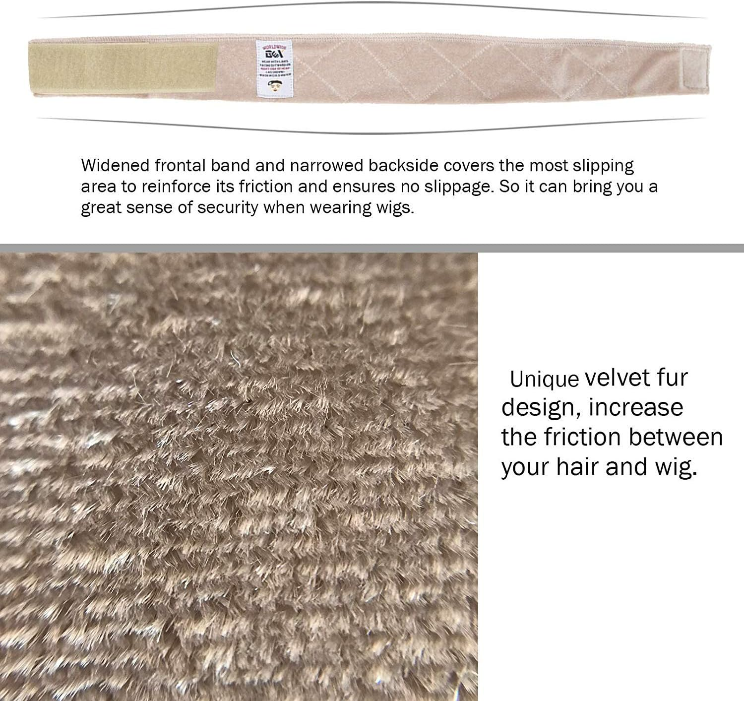 GEX Wig Grip Band Flexible Velvet Scarf Head Hair Band Wig Band with Adjustable Fastern (Beige) image number 1