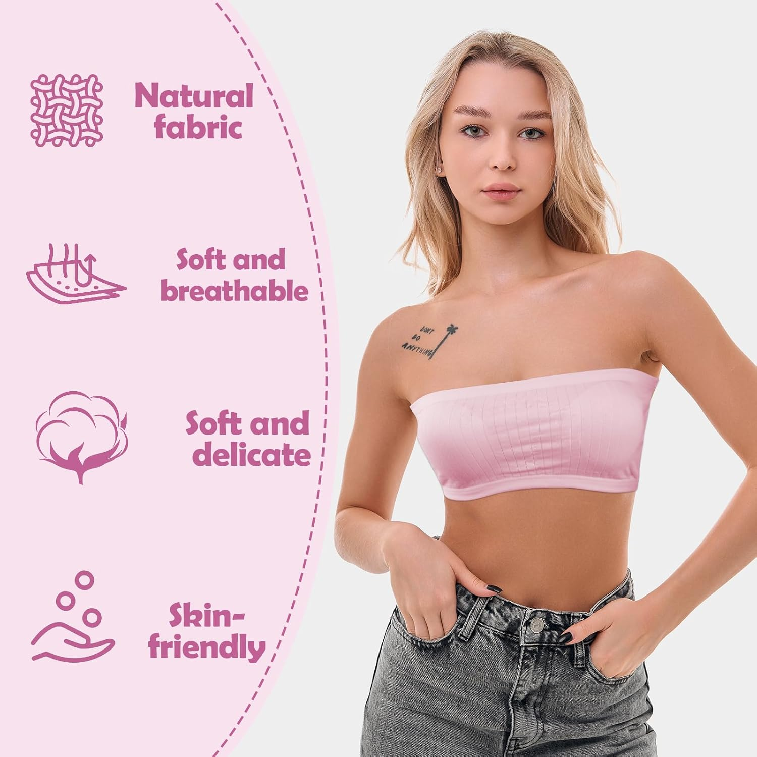 Rylae 5 Pack Girls Sports Bra Stretch Girls Strapless Bra Cotton Breathable Underwear Padded Underwear with Removable Pads Full Cup Sports Bra for Girl Teens 13 to 18 Years Old with Small Breasts image number 1