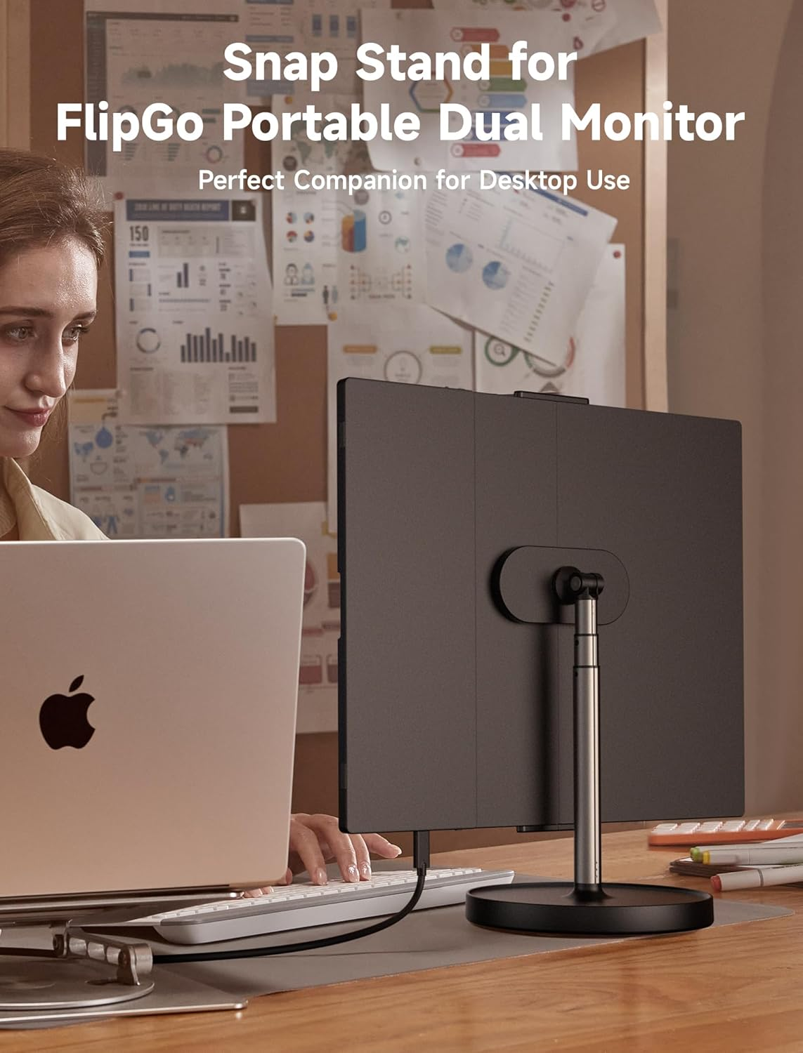 JSAUX Upgrade Snap Magnetic Stand for Flipgo 13.5"&15.6"&16" Portable Monitor Dual Screen, 180&deg; Free Adjustment, Supports Horizontal and Vertical Placement image number 2