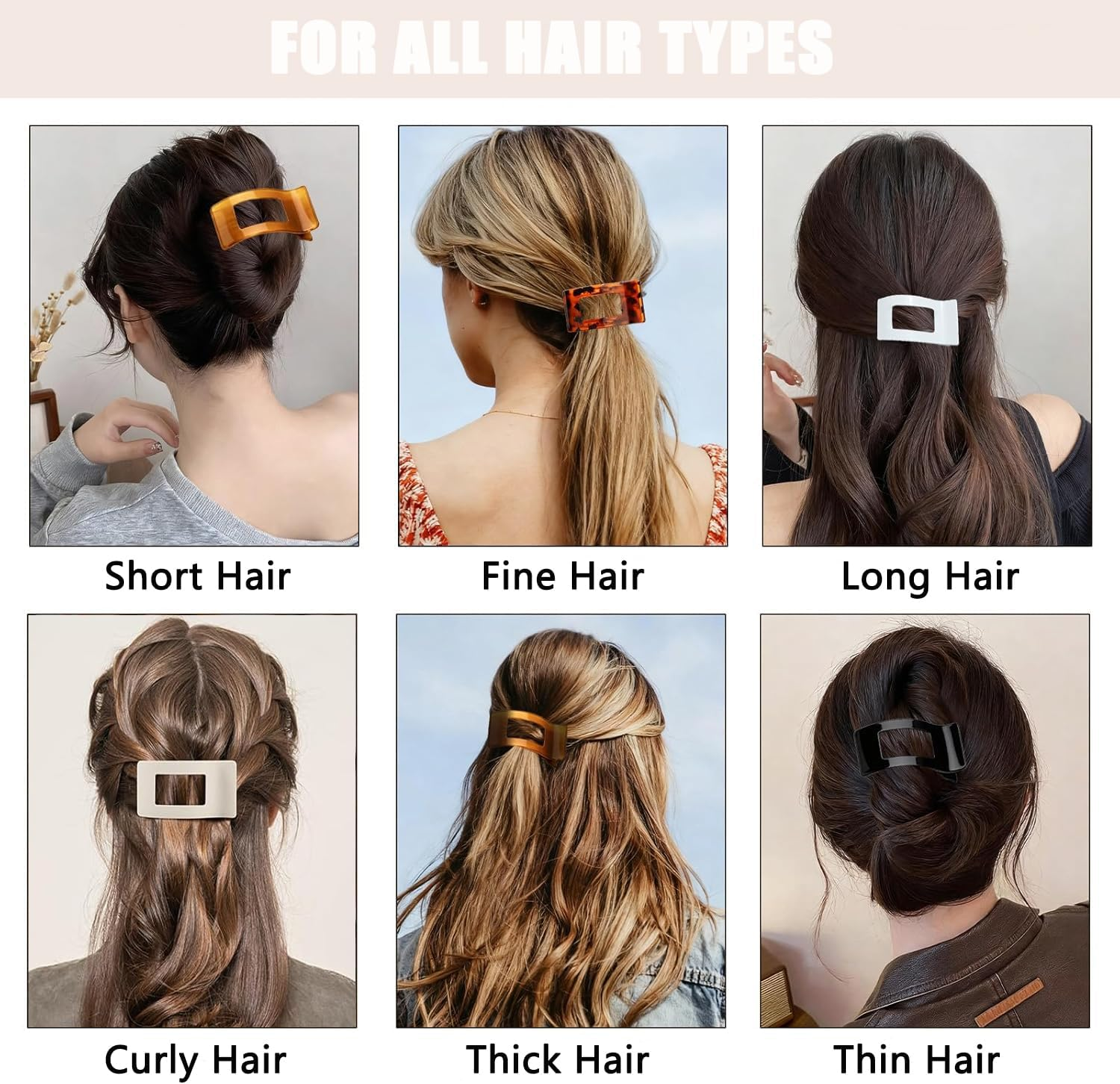 Women'S Hair Clip, Flat Claw Clip, Strong Hold & Non-Slip, Square Large French Hair Clip for Inserting for Thick and Thin Hair, Pack of 4 image number 3