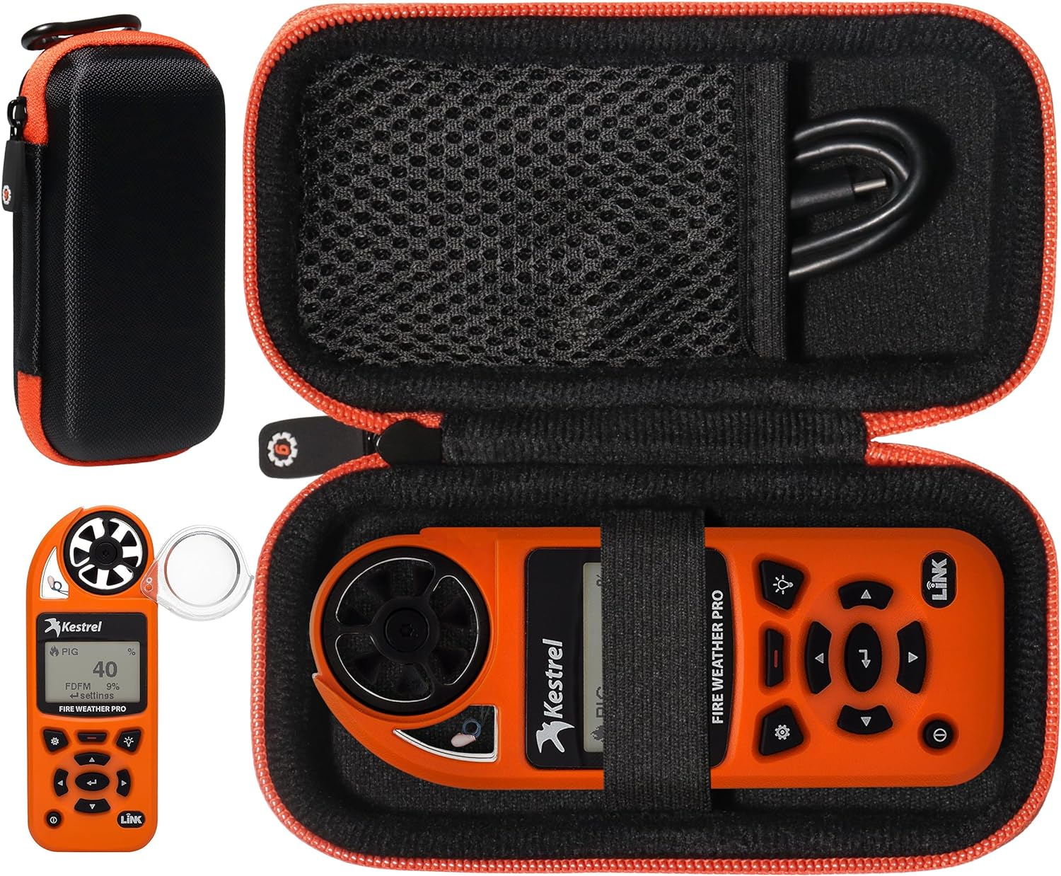 GETGEAR Weather Meter Case for Kestrel Weather Meter Compatible with Kestrel Elite, 5700/ 5700X, 5200, 5100, 5500, 2700, 3500, 3000, 3550, 2500, 1000 (Black with Black Zip) image number 1