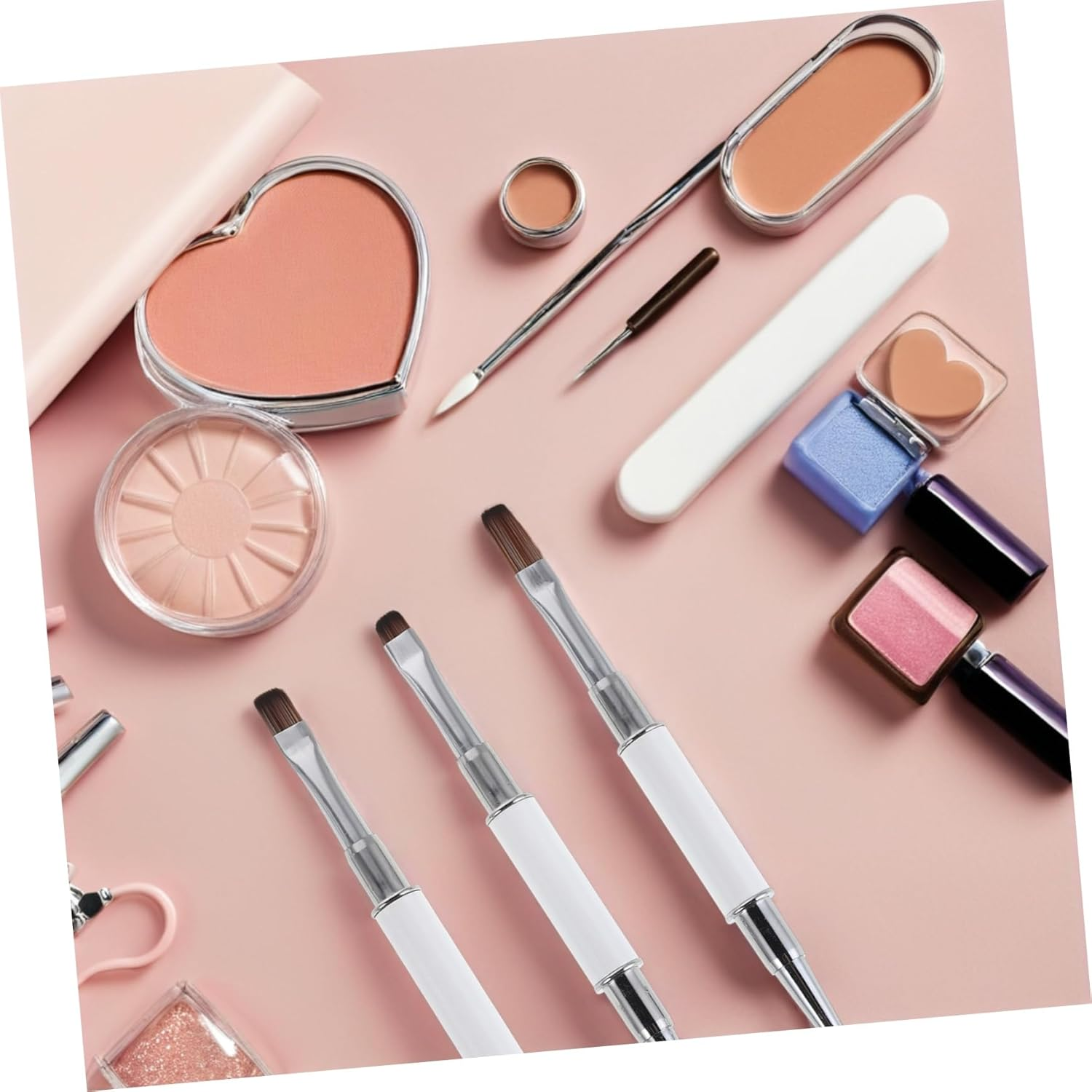 DECORNIJIA 3Pcs Doubleended Nailart Brushes for Salon Use and Dotting Tools Durable Non Shedding Nail Pen for Professional Manicure and Detailed Design - Yellow image number 3