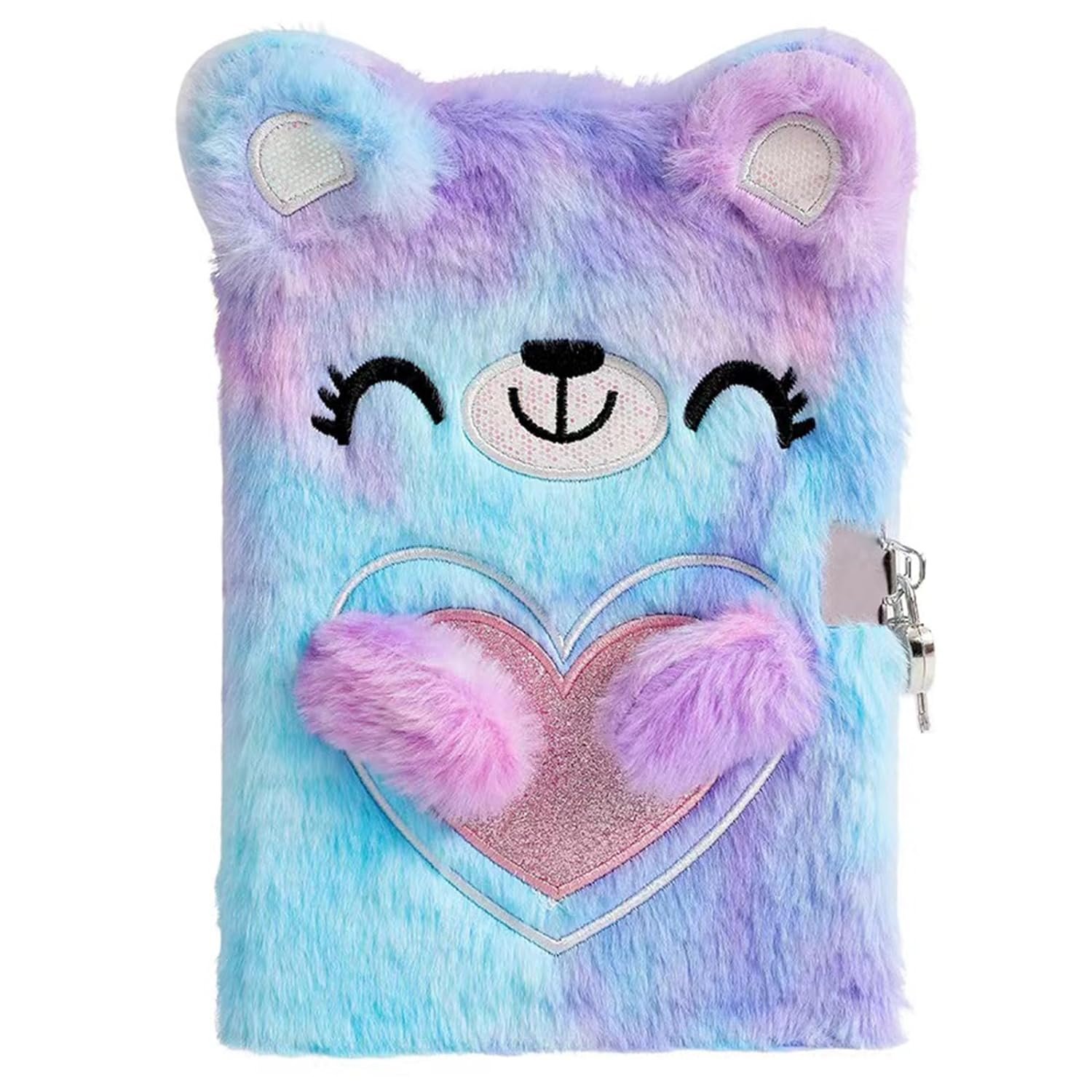 Diary Notebook for Girls with Lock and Keys, Plush Love Bear Journal Notebook for Kids, Secret Lock Diary for Writing Drawing, Gifts for Girls (Love Bear) image number 1