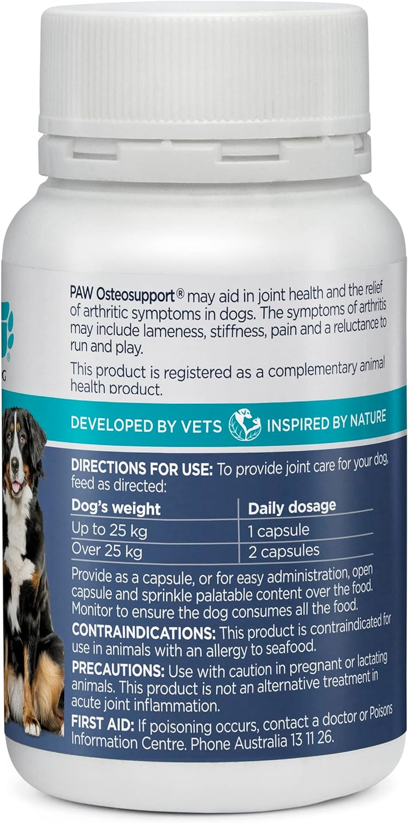 PAW by Blackmores Osteosupport&reg; Joint Care Powder for Dogs | Provides Relief of Arthritic Symptoms| 80 Capsules image number 1