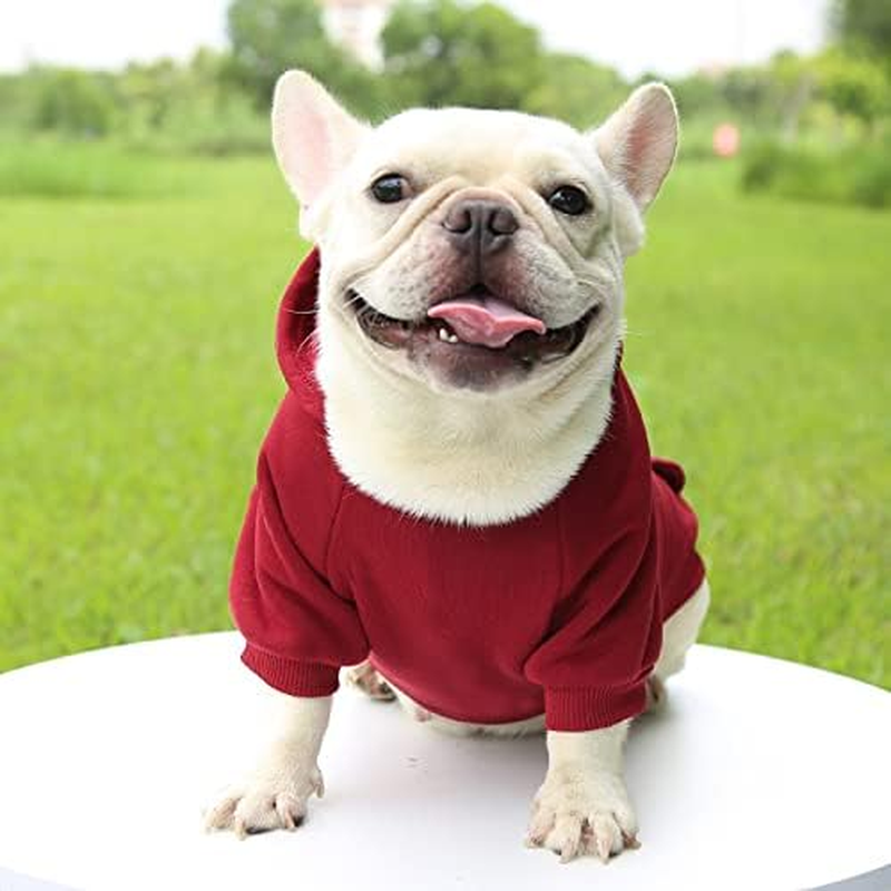 Dog for Small Dogs Dog Hoodie Soft Clothes Outdoors with Pocket Dog Hoodie for Small Dogs Puppy Pet Clothing (Wine Red, S) image number 1