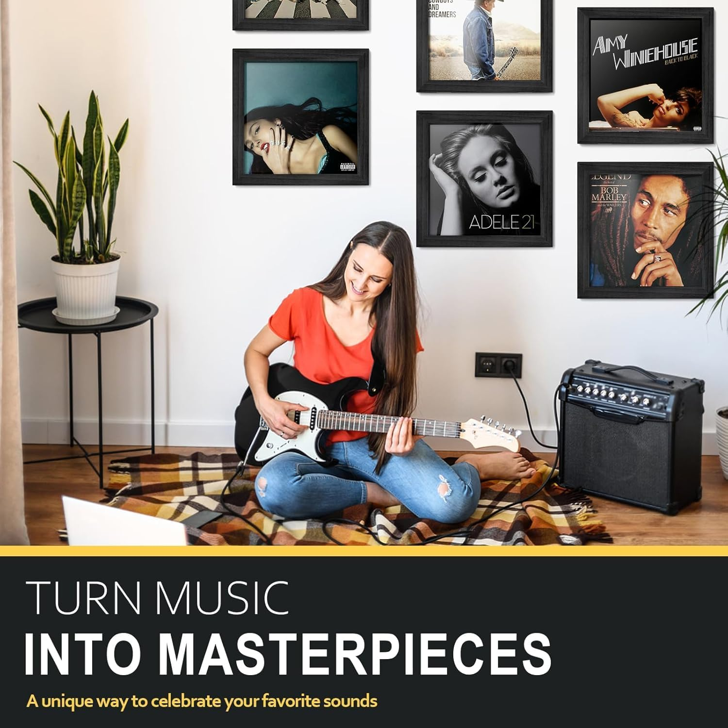 Yoimori Vinyl Record Frame, 3-Pack Record Frame for Vinyl Records Display, Album Frames for 12X12 Inch LP Cover Display (3 Pack/Black) image number 2