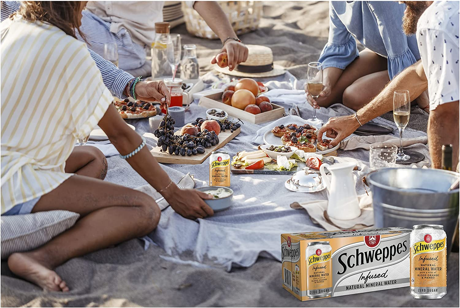 Schweppes Infused Sparkling Water Cans Blood Orange Mango - 10 X 375Ml image number 2