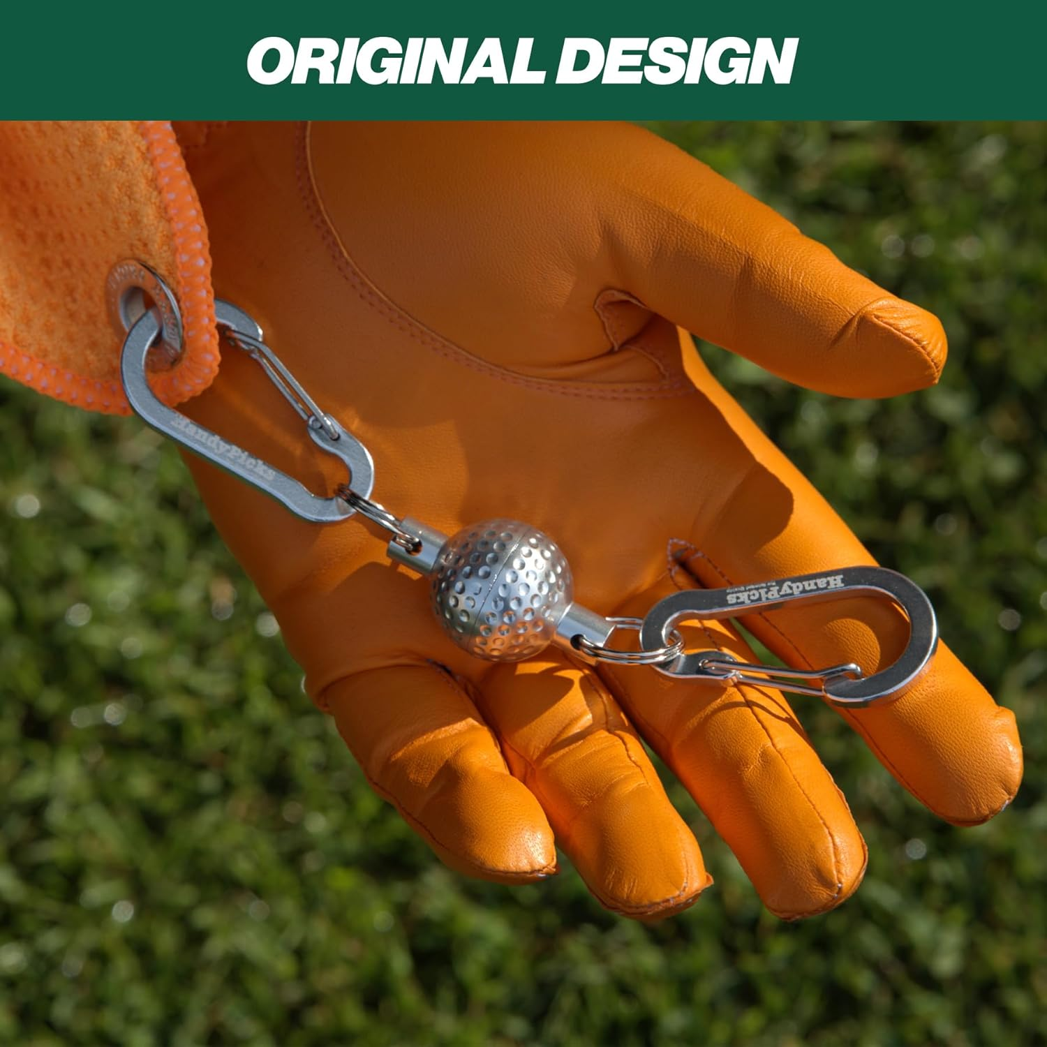 Handy Picks Magnetic Clip for Golf Towels, Original Mini Golf Ball Design, Industrial Neodymium Magnet for Strong Hold to Cart or Clubs, Essential Golf Accessory Golfer (Silver, Pack of 2) image number 3