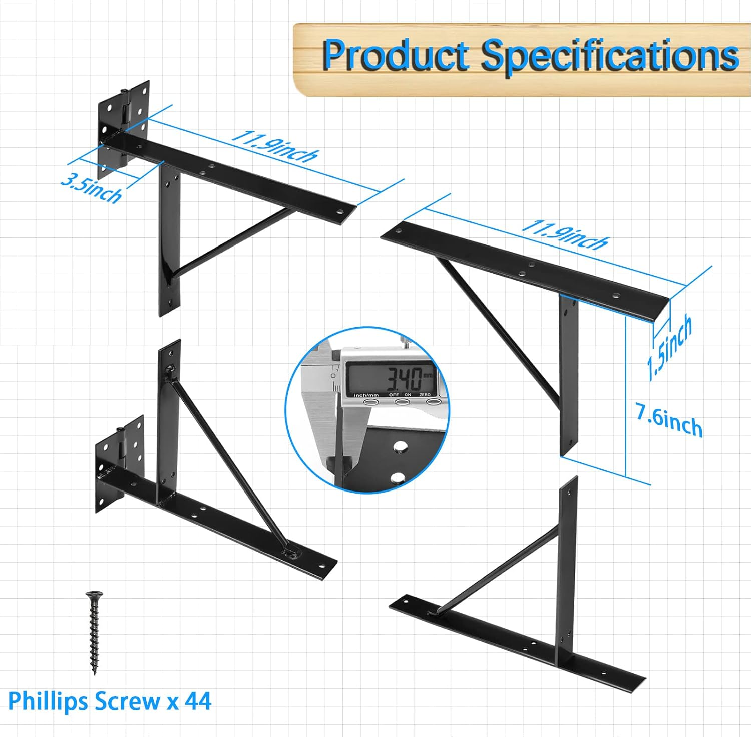 TFMUZERT Heavy Duty Fence Gate Kit Gate Hardware Iron No-Sag 2X4S Adjustable for Wooden Fence Gate Windows Shed Doors image number 5