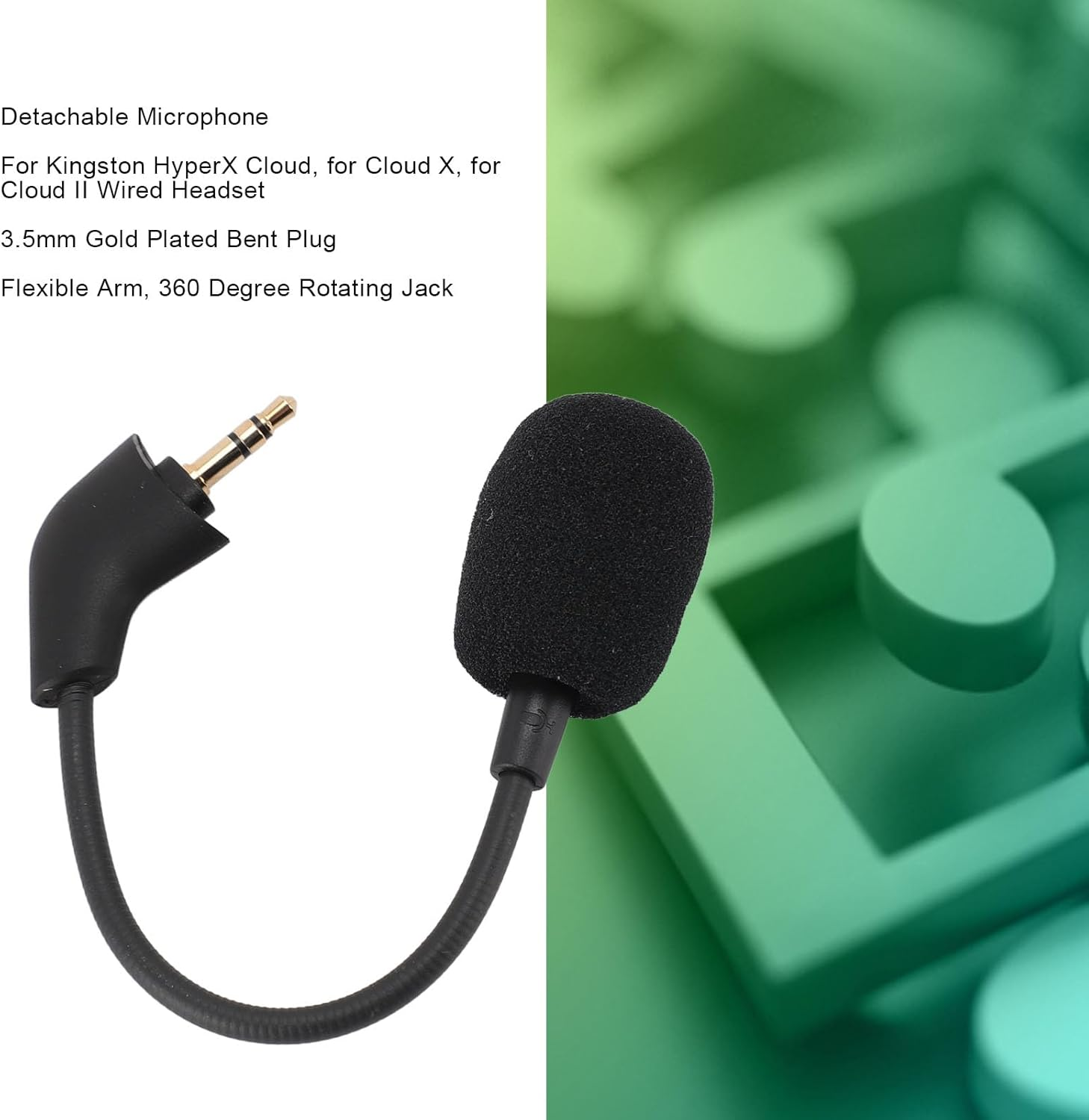 Replacement Game Mic for Hyperx Cloud/Cloud X/Cloud II, 3.5Mm Gold Plated Detachable Mic Boom image number 1