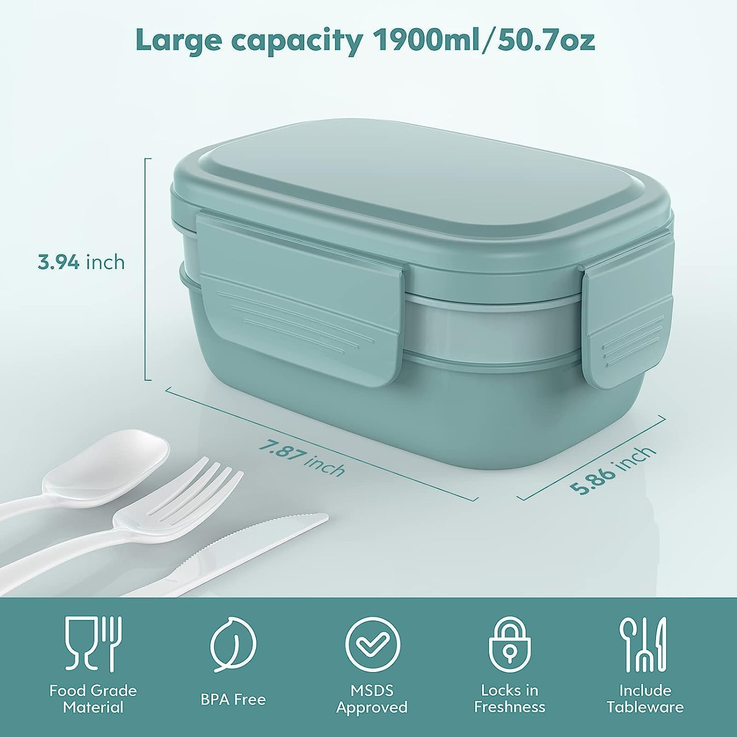 Bento Box for Adults - 3 Stackable Lunch Containers with Utensil Set, Modern Minimalist Design, Leak-Proof for Dining Out, Work, Picnic image number 1